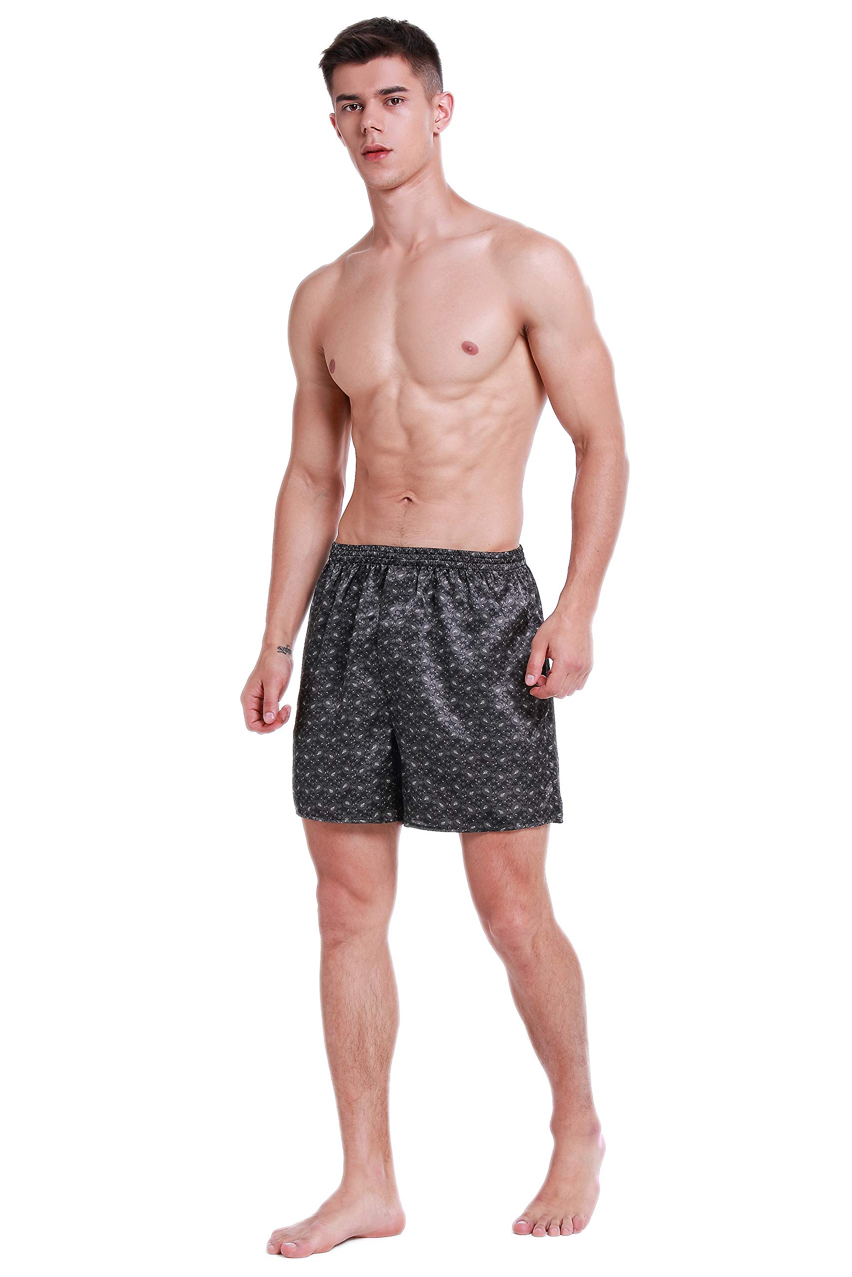 Lavenderi Men's Silk Satin Boxer Shorts - Luxury Sleepwear Pajama Shorts for Comfort & Style - Perfect for Lounging, Travel & Gifts