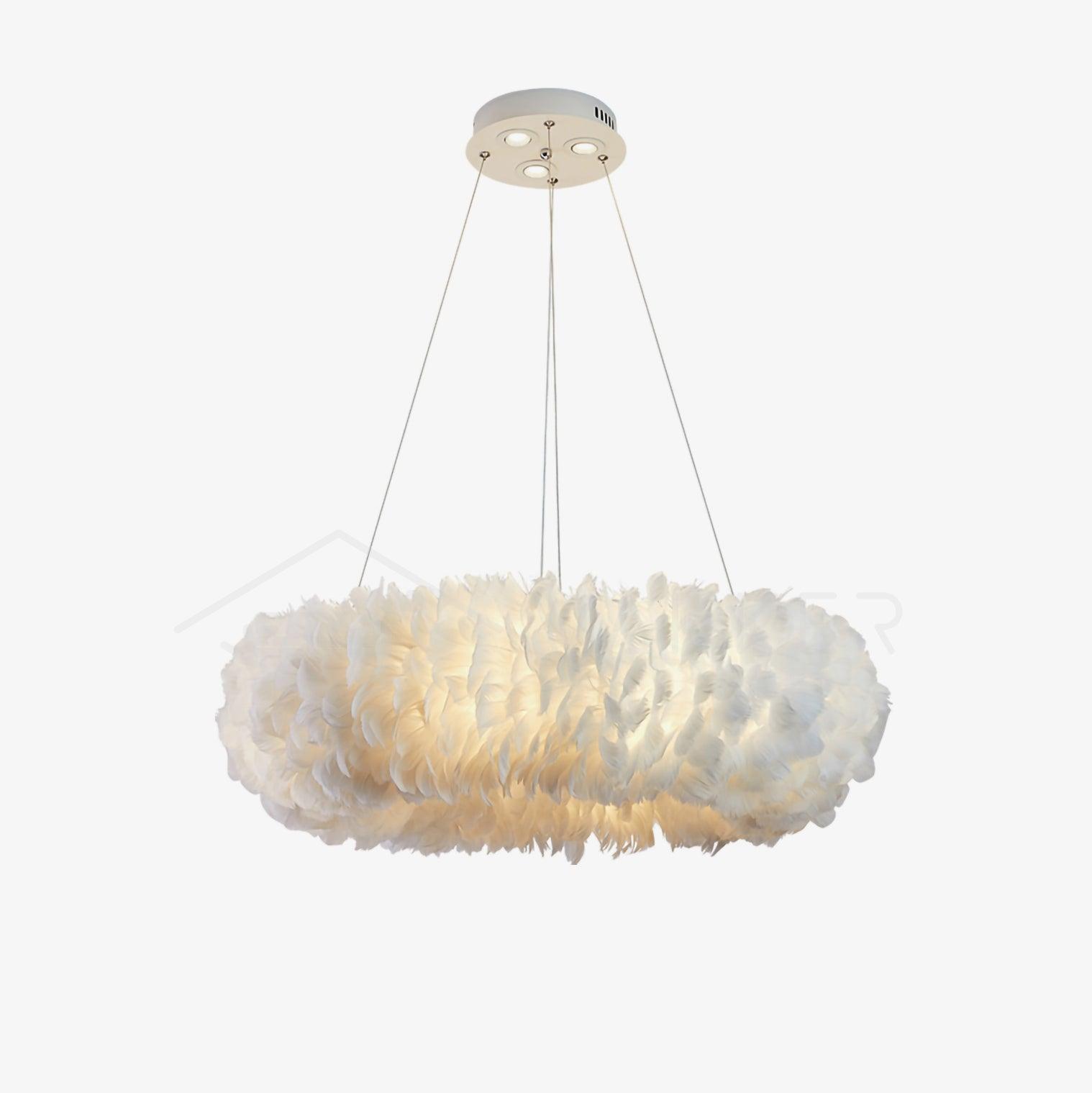 Elegant Goose Feather Pendant Light - Modern Boho Chandelier for Living Room, Bedroom, or Dining Room Decor