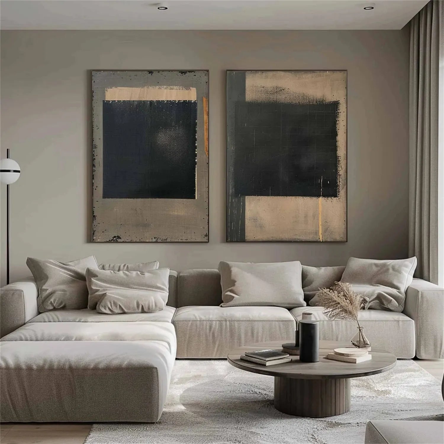 Abstract Tranquility Set of 2 Modern Canvas Wall Art - Minimalist Home Decor for Living Room, Bedroom & Office - #WS169