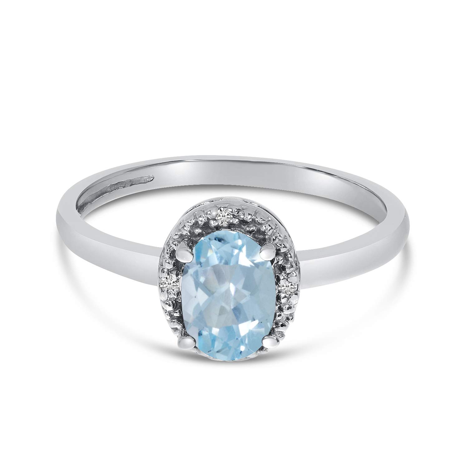 10K White Gold Oval Aquamarine and Diamond Engagement Ring for Women - Elegant Wedding, Anniversary, or Promise Jewelry Gift