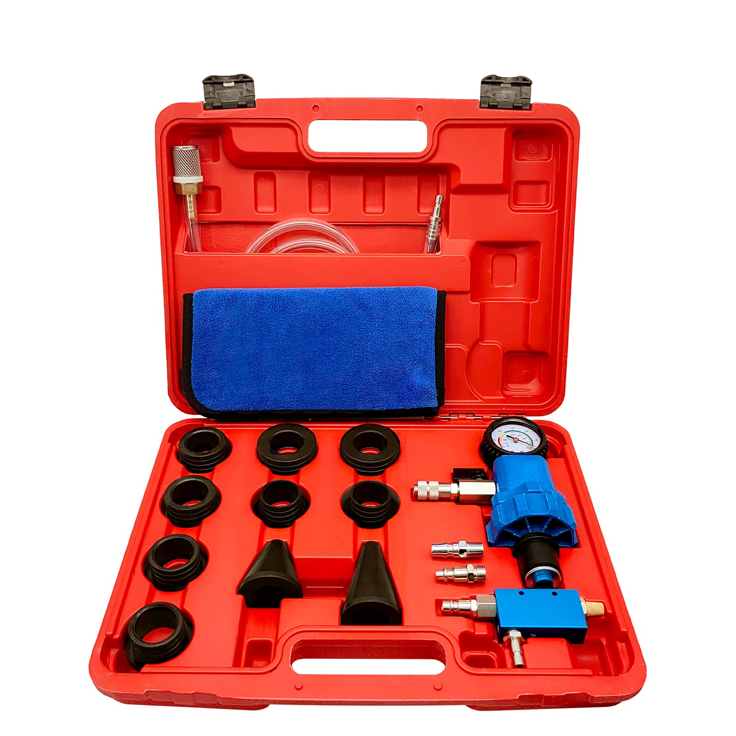 ZKTOOL Engine Cooling System Vacuum Purge & Coolant Refiller Kit - Includes 8 Rubber Sleeves, 2 Universal Adapter Cone Plugs & EV15 Vacuum Generator - Perfect for Automotive Repair, DIY Coolant Flush & Maintenance
