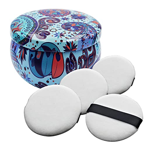 Premium Powder Puff with Ribbon - 2.16 Inch Soft Makeup Puff for Loose & Foundation Powder - Blue Cosmetic Sponge for Flawless Face Application - Perfect for Travel & Professional Makeup Kits