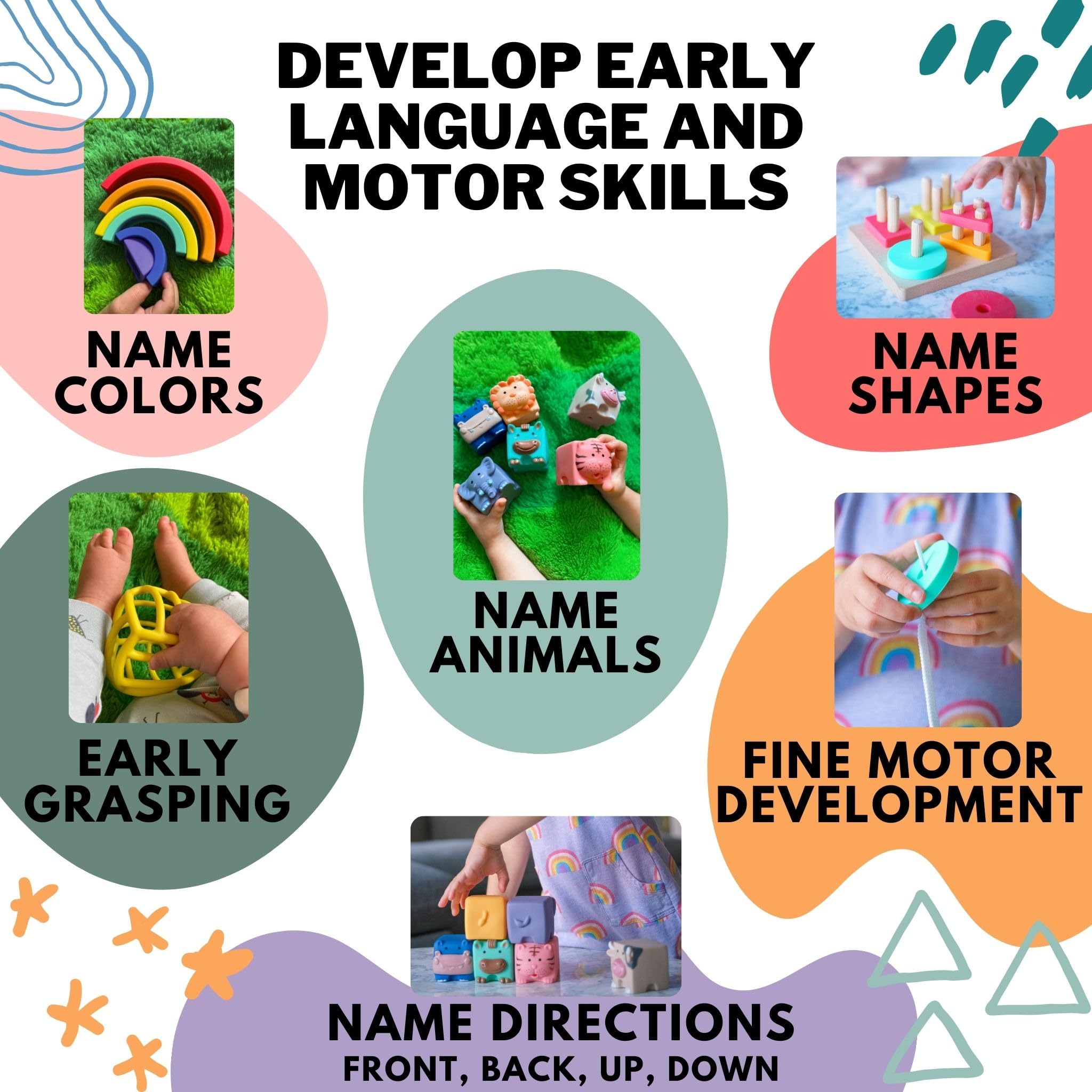 Montessori Toy Set for Babies & Toddlers 0-3 Years - 5-in-1 Educational Sensory Toys | Perfect Baby Shower Gift, Birthday Present & New Sibling Gift | Soft Developmental Toys for Early Learning & Playtime Fun