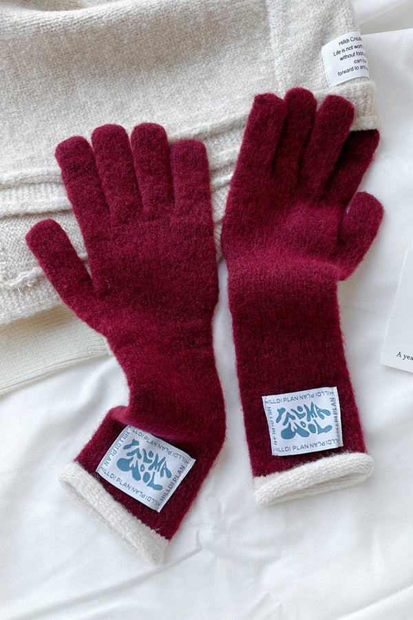 Solid Color Macaron Warm Knitted Touchscreen Gloves for Women - Soft Winter Gloves for Phone Use, Driving, and Outdoor Activities