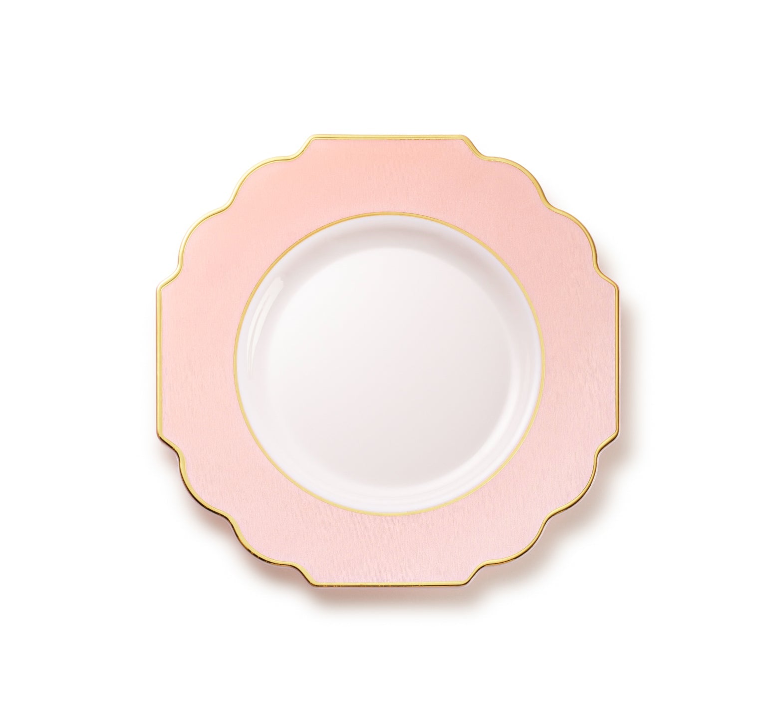 10-Pack Pink and Gold Rim Plastic Plates - Elegant Disposable Tableware for Parties, Weddings, and Special Events