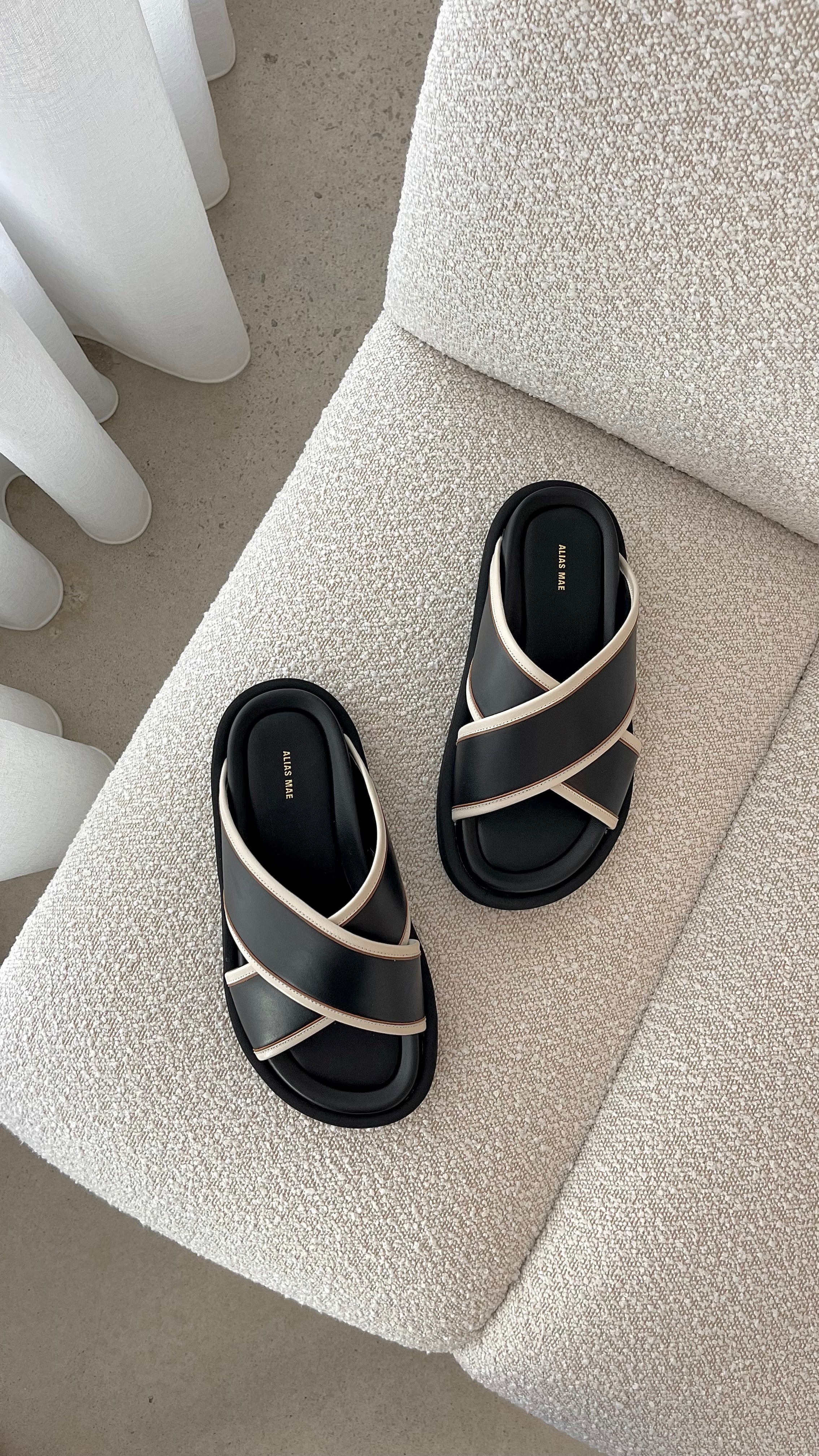 Anissa Slide Sandals - Black Genuine Leather Slides for Women - Comfortable & Stylish for Beach, Pool, and Casual Outings