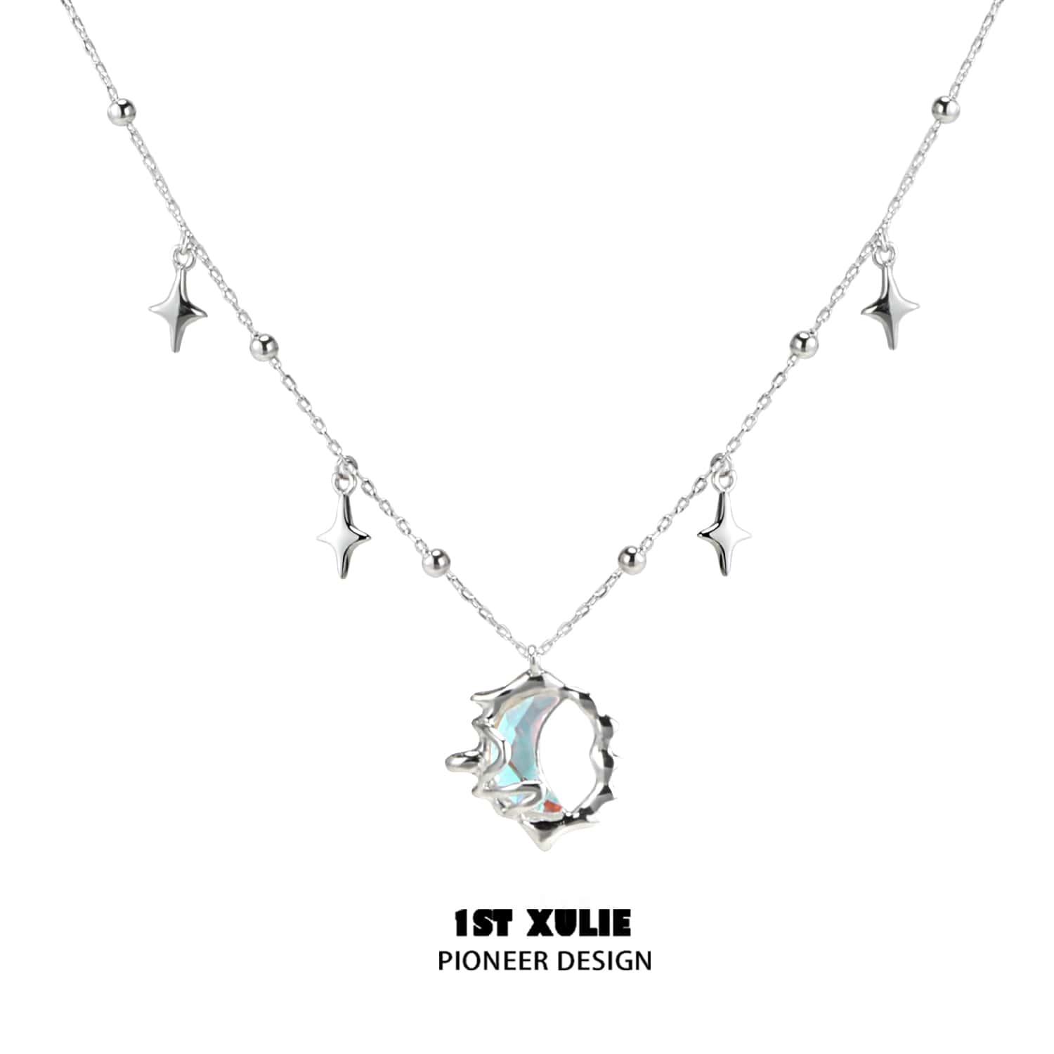 Melting Crescent S925 Sterling Silver Moon Necklace for Women - Elegant Celestial Jewelry for Everyday Wear, Gifts & Special Occasions