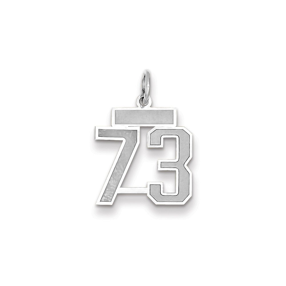 14k White Gold Small Satin Number 73 Charm Pendant - Elegant 14kt Jewelry for Birthdays, Anniversaries & Special Occasions