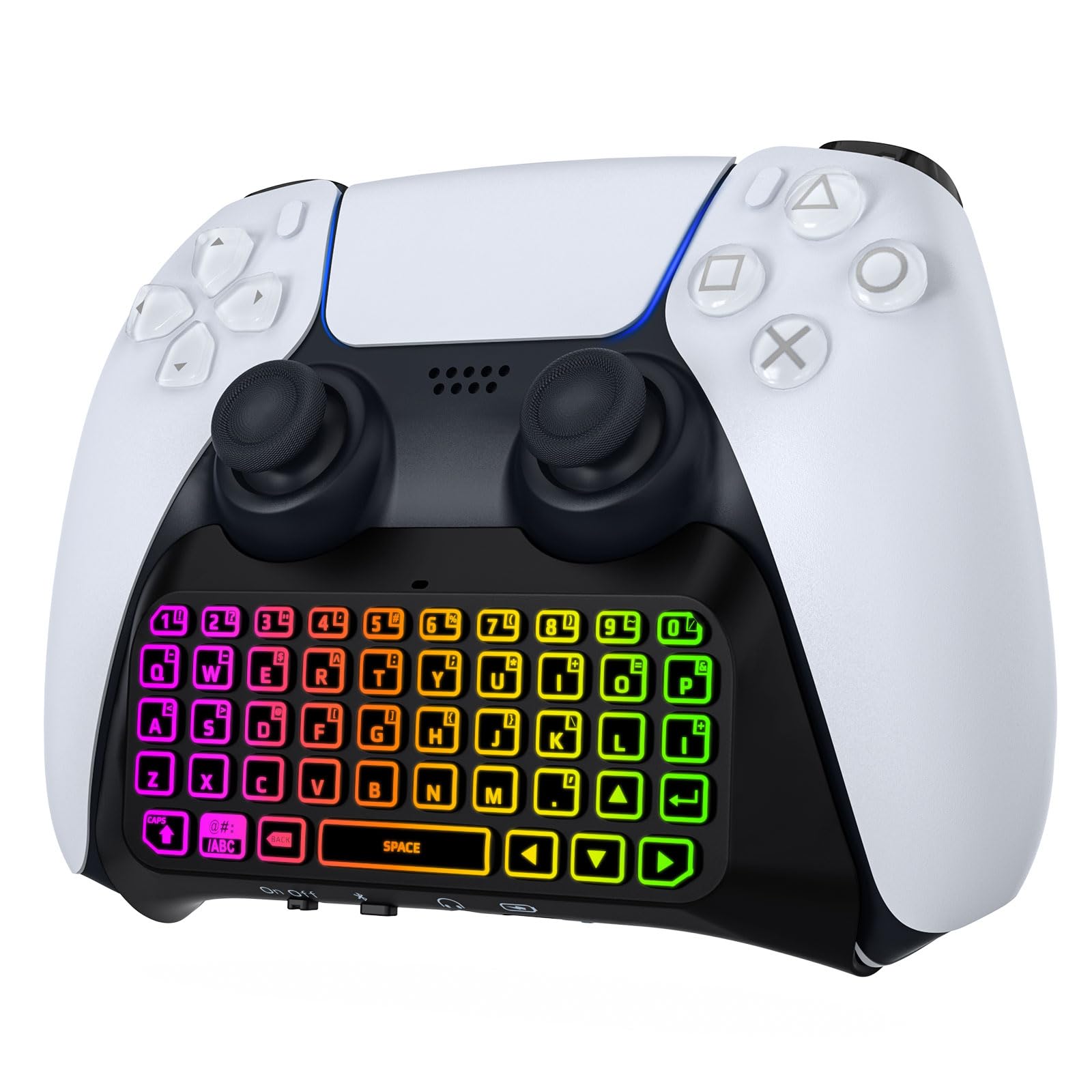 MoKo RGB Backlit Wireless Bluetooth Keyboard for PS5 Controller - Mini Gamepad Chatpad with Upgraded Built-in Speaker & 3.5mm Audio Jack | Perfect for Gaming, Streaming & Voice Chat on Playstation 5