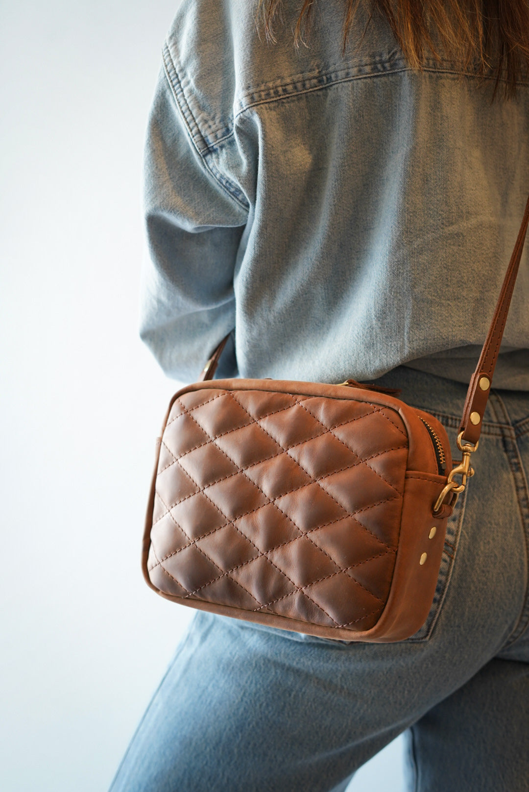 Stylish Rectangle Crossbody Bag with Diamond Stitch Pattern in Milk Chocolate Brown - Perfect for Work, Travel & Everyday Use