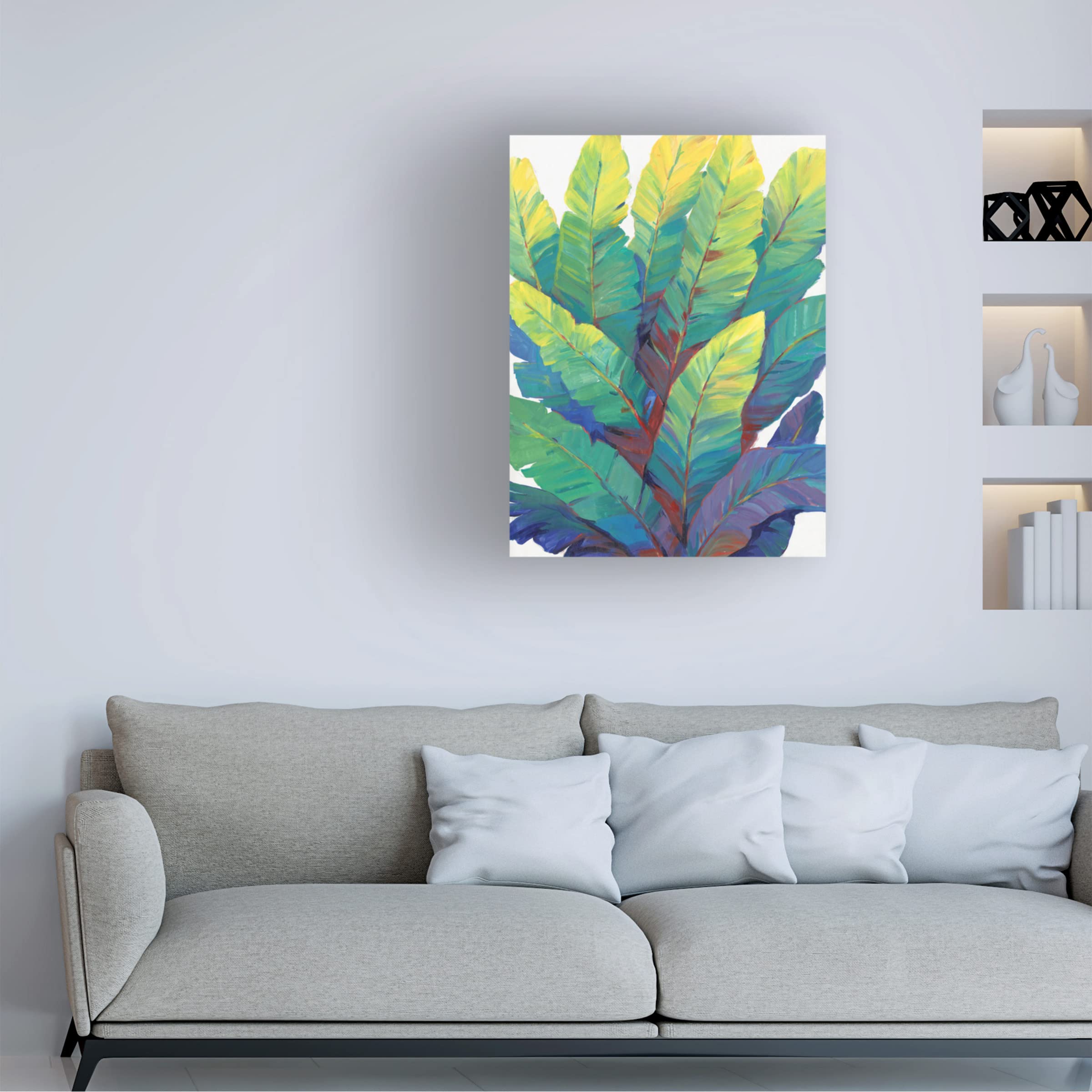Trademark Fine Art 'Sunlit Banana Leaves II' Canvas Wall Art by Tim OToole - Tropical Botanical Painting for Living Room, Bedroom & Office Decor