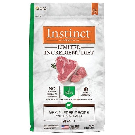 Instinct Limited Ingredient Diet Real Lamb Recipe Dry Dog Food - 20lb Bag for Sensitive Stomach & Allergies | Perfect for Adult Dogs with Food Sensitivities