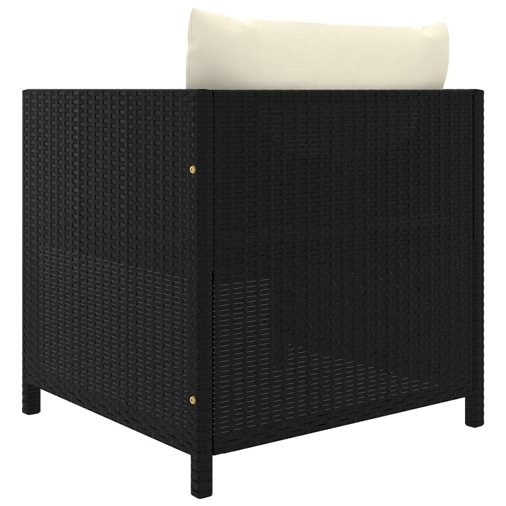 PE Rattan Wicker Outdoor Garden Sofa with Removable Cushions & Armrest - Single Seat Sectional Patio Furniture for Backyard, Terrace & Poolside Relaxation