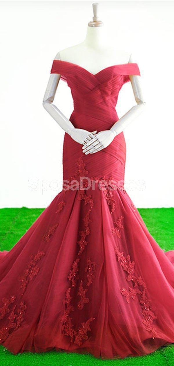 Elegant Off Shoulder Red Mermaid Prom Dress for Evening Party & Special Occasions - Perfect for Homecoming, Prom Night, and Formal Events (Style 12266)