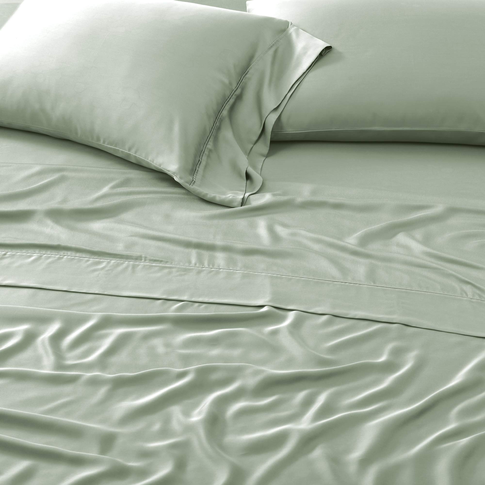 Premium 100% Tencel Modal Sateen Sheet Set - Luxuriously Soft, Breathable & Cooling Beech Tree Fiber Bedding - King Size Mint Green - Perfect for Hot Sleepers & Eco-Friendly Home Decor