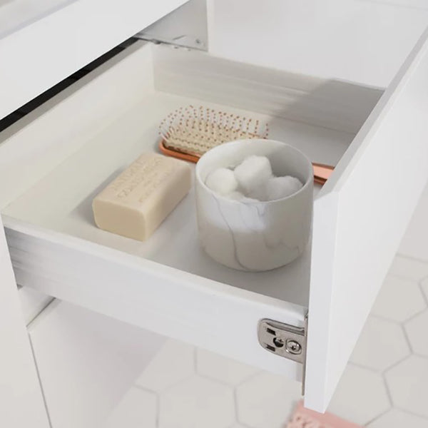ADP Glacier Pro All Drawer Slim Vanity with Ceramic Top - Modern Bathroom Vanity Set with Soft Close Drawers - Perfect for Small Bathrooms, Powder Rooms & Master Bath Remodels