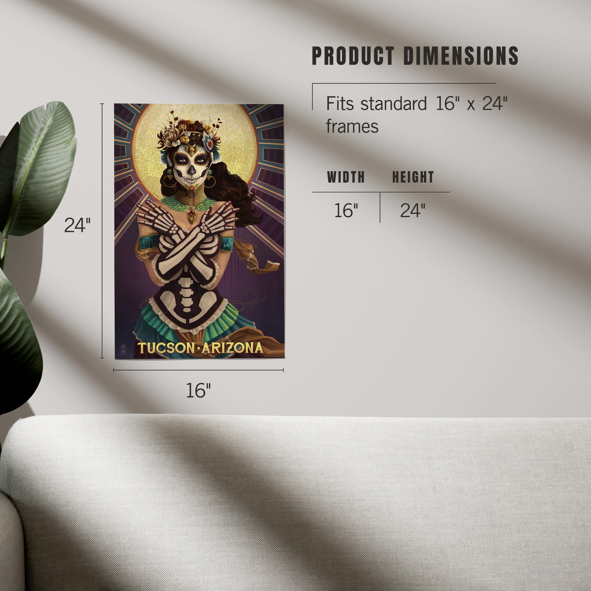 Lantern Press 16x24 Inch Giclee Art Print - Tucson Arizona Day of the Dead Crossbones Wall Decor | Perfect for Southwest Home Decor, Office Art & Dia de Los Muertos Celebrations