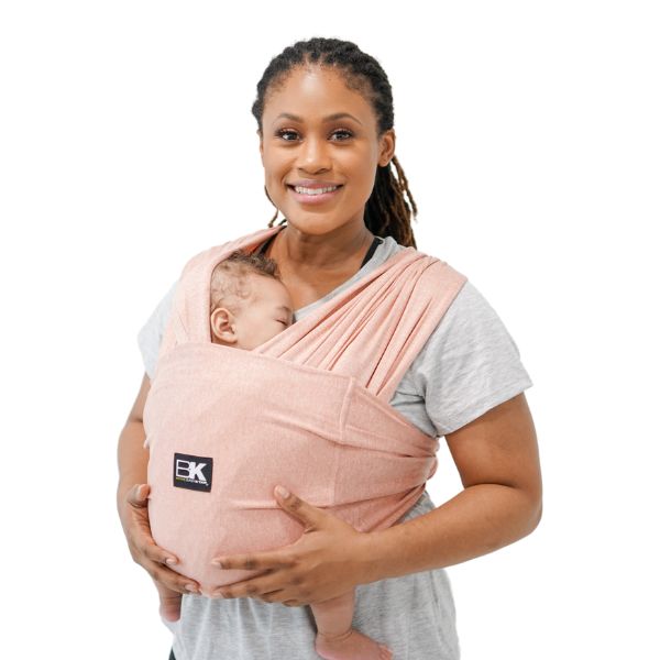 Baby K'tan Active Yoga Baby Carrier - Heather Coral | Hands-Free Infant Carrier for Yoga, Hiking & Errands | Soft & Breathable Wrap for Newborns & Toddlers