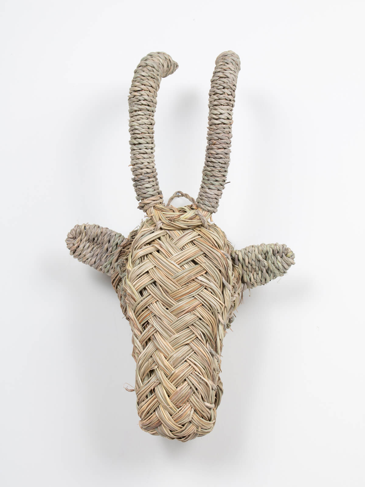 Mini Woven Animal Head Goat - Handmade Decorative Wall Hanging for Boho Home Decor, Nursery, Kids Room & Farmhouse Style Interiors