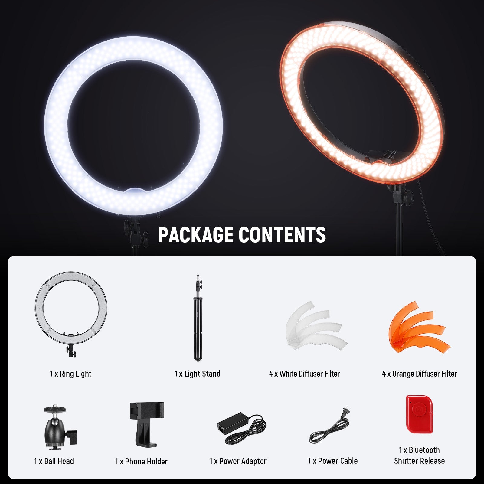 Neewer RL 18 18-Inch LED Ring Light with Stand - Professional Photography Lighting for YouTube Videos, Live Streaming, Makeup, Portraits & Product Photography