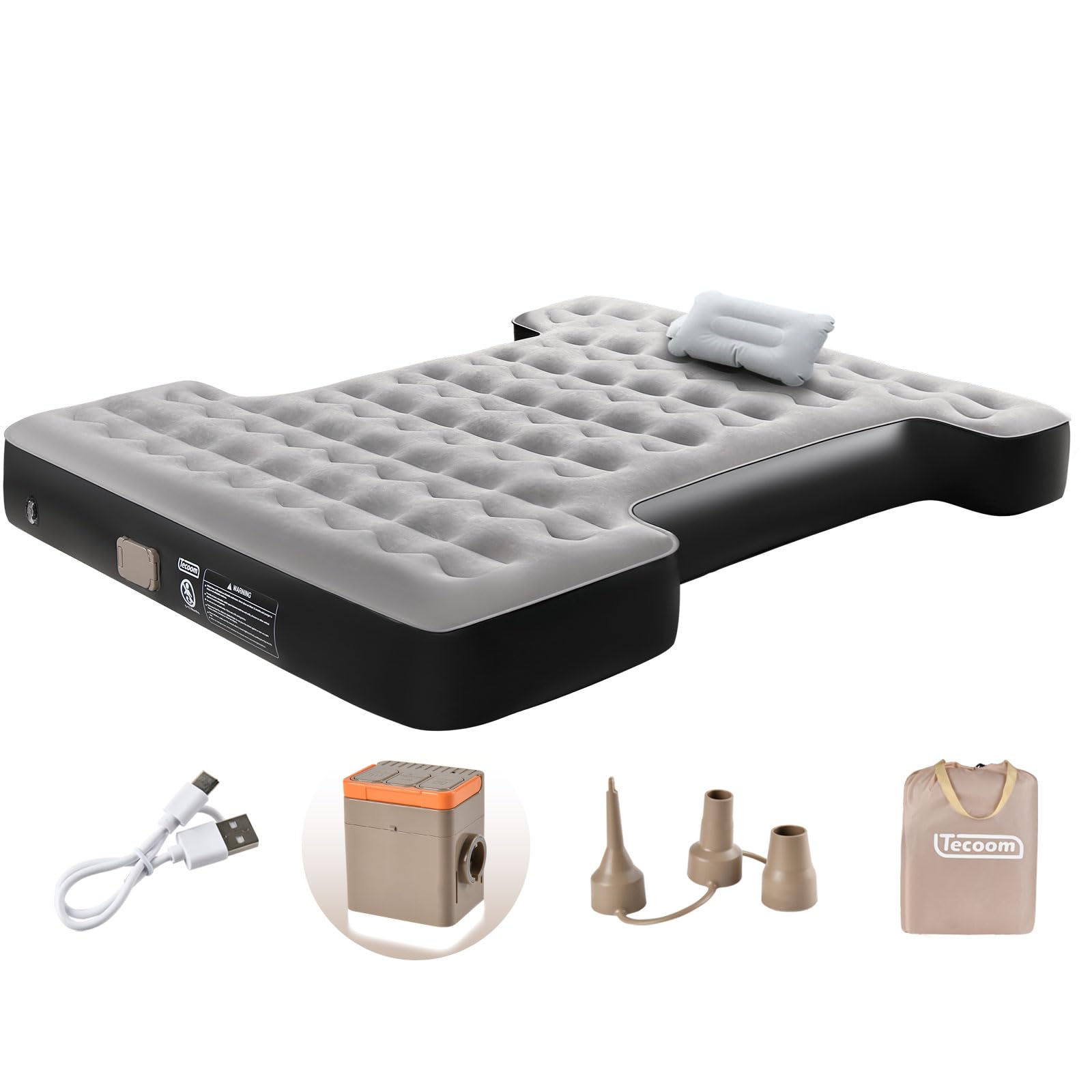 Tecoom [2025 Upgrade] Wireless Inflatable Truck Bed Air Mattress - Full Size for 5.5-5.8ft Short Truck Beds | Cordless Rechargeable Pump | Portable Blow Up Mattress for Camping, Road Trips & Outdoor Adventures