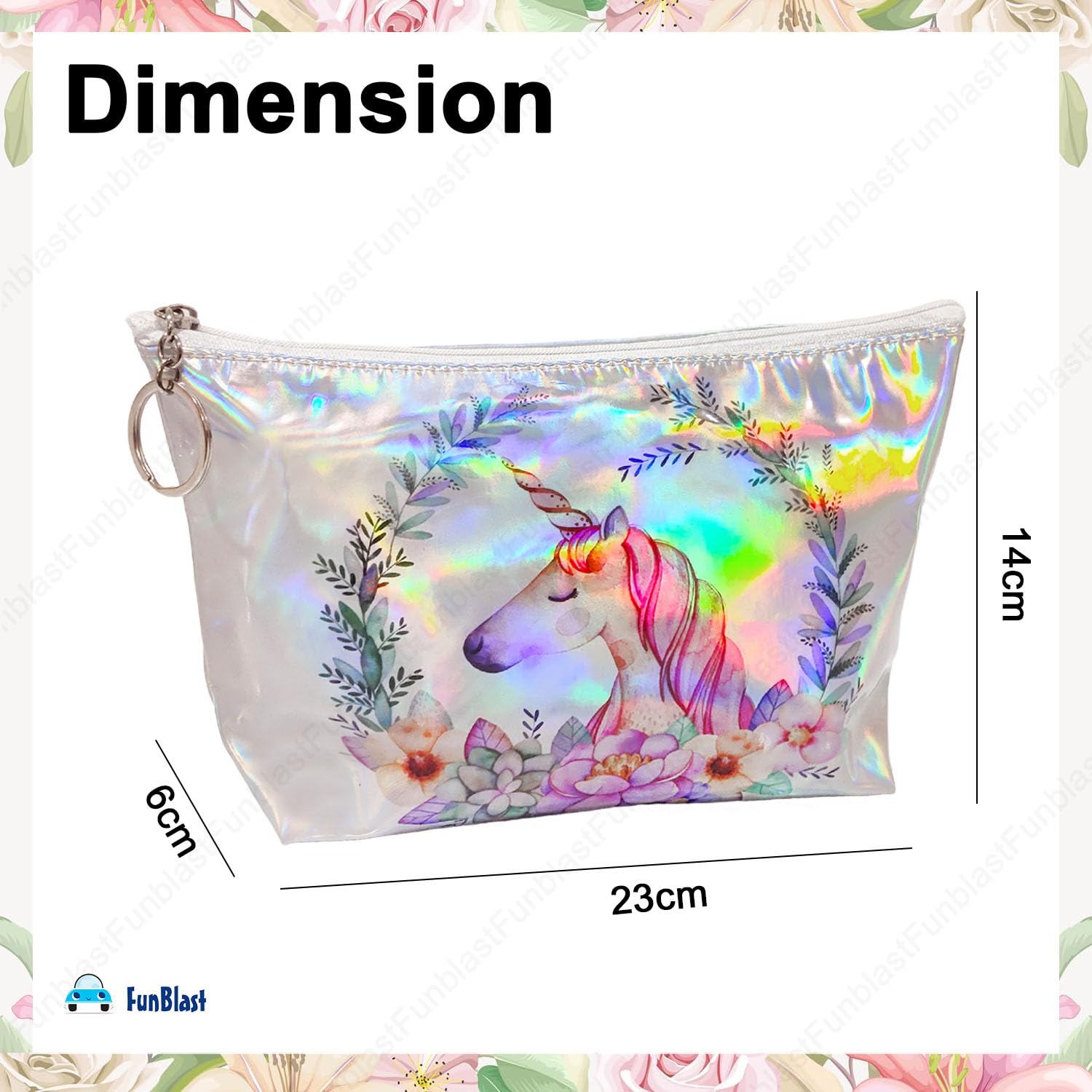 FunBlast Unicorn Pouch - Cute Zippered Pouch for School, Travel & Cosmetics | Multipurpose Organizer Bag for Stationery, Makeup & Money | Perfect Gift for Girls & Women