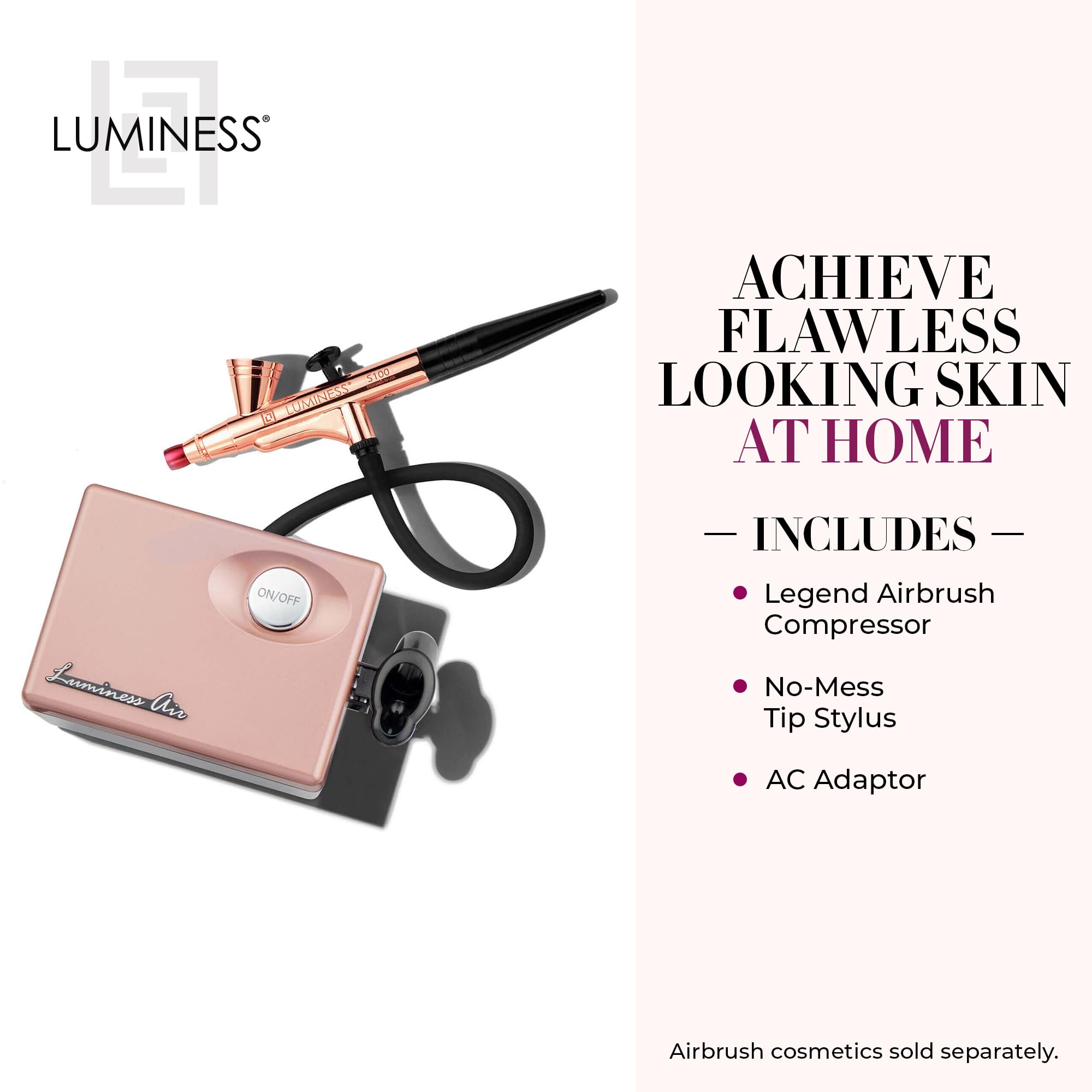 LUMINESS Legend Airbrush Makeup System - Portable Airbrush Kit with Quiet Compressor, Touchless Makeup Sprayer for Flawless Foundation & Contouring - Perfect for Bridal, Professional & Everyday Makeup Application