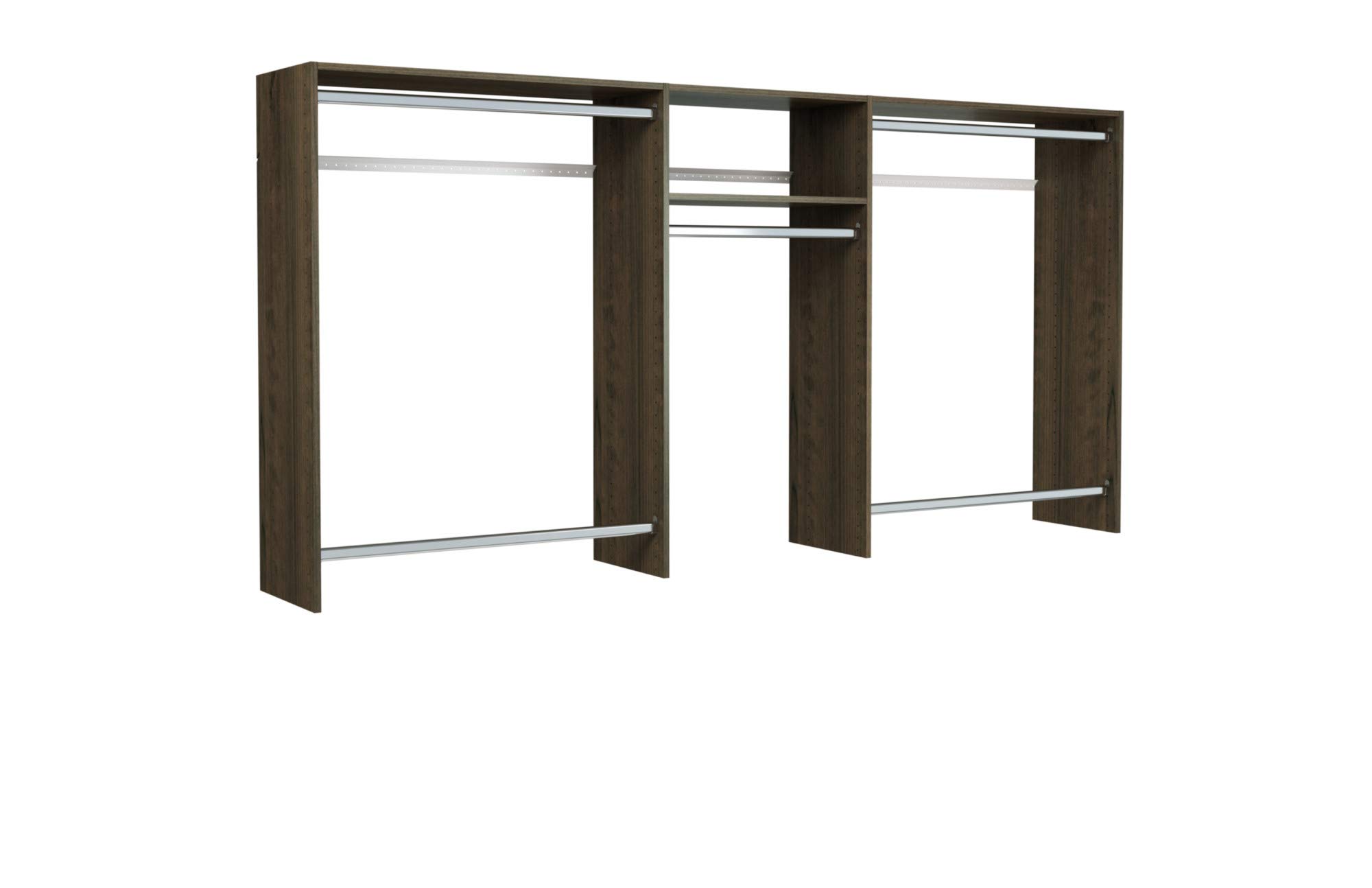 Easy Track OK1448-T 4'-8' W Basic Hanging Closet Organizer Kit - Easy to Assemble, Truffle Color | Perfect for Bedroom, Walk-in Closet & Small Space Storage Organization