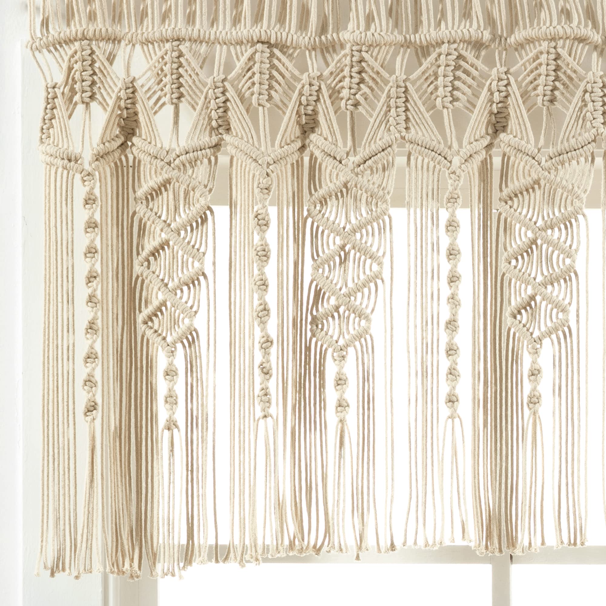 Boho Macrame Textured Cotton Valance Curtain 50