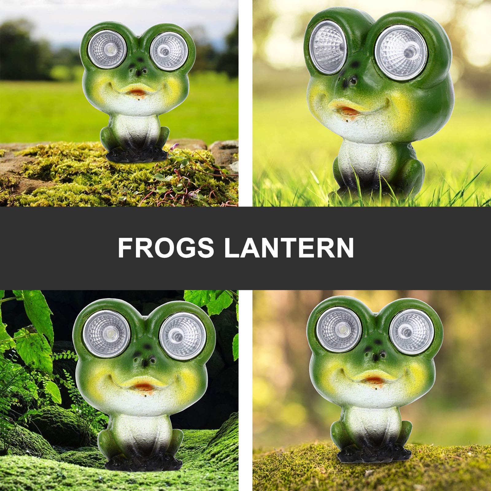 Solar Powered Frog Lawn Ornament - Green Resin Garden Decor with LED Solar Lights for Outdoor Patio, Yard & Pathway Decoration | Weatherproof Art Craft for Garden, Backyard & Landscape Lighting