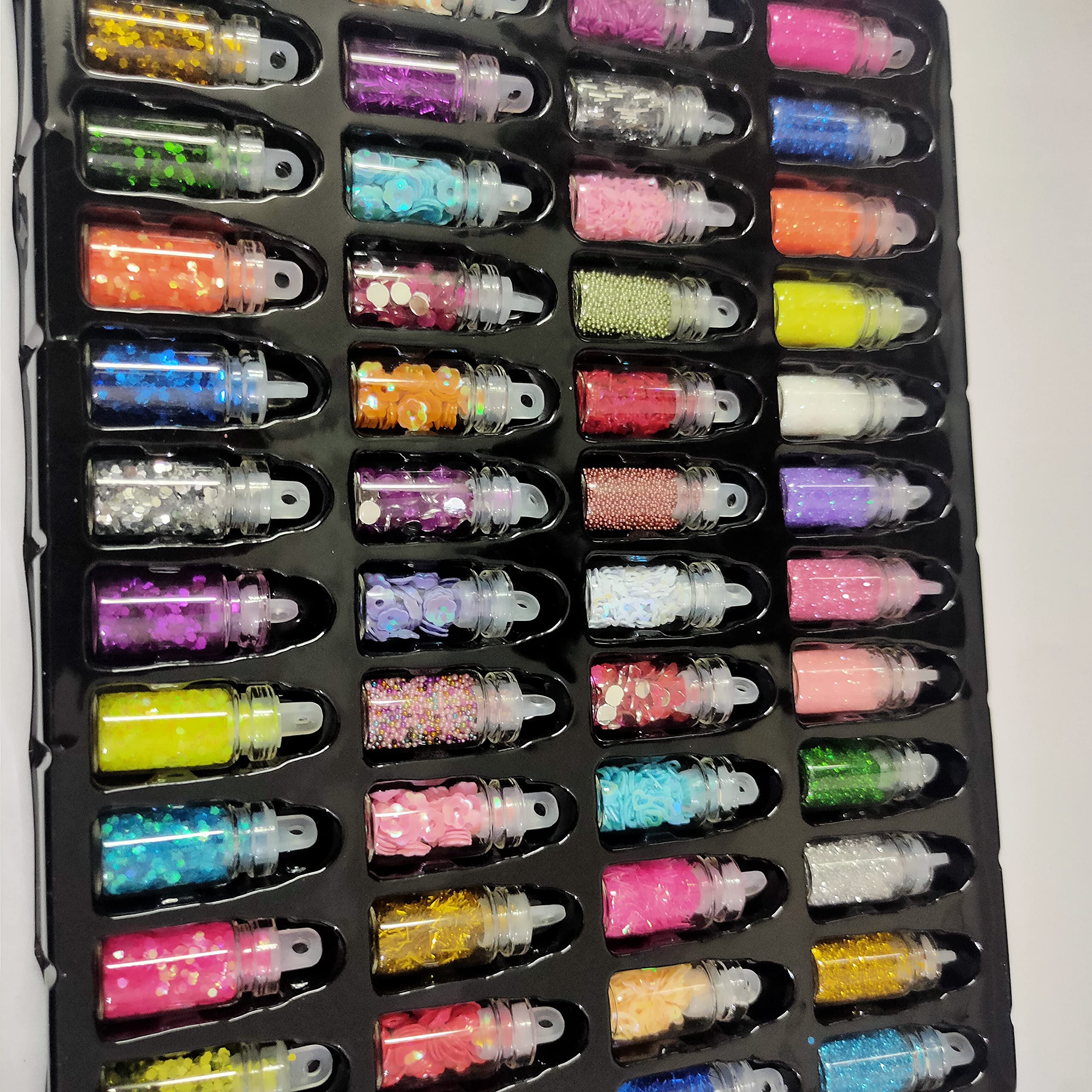 3D Glitter Powder Set for Nails - 48 Pack Acrylic Nail Art Decorations with Rhinestones & Sequins | Perfect for DIY Manicures, Gift Giving & Nail Salon Use