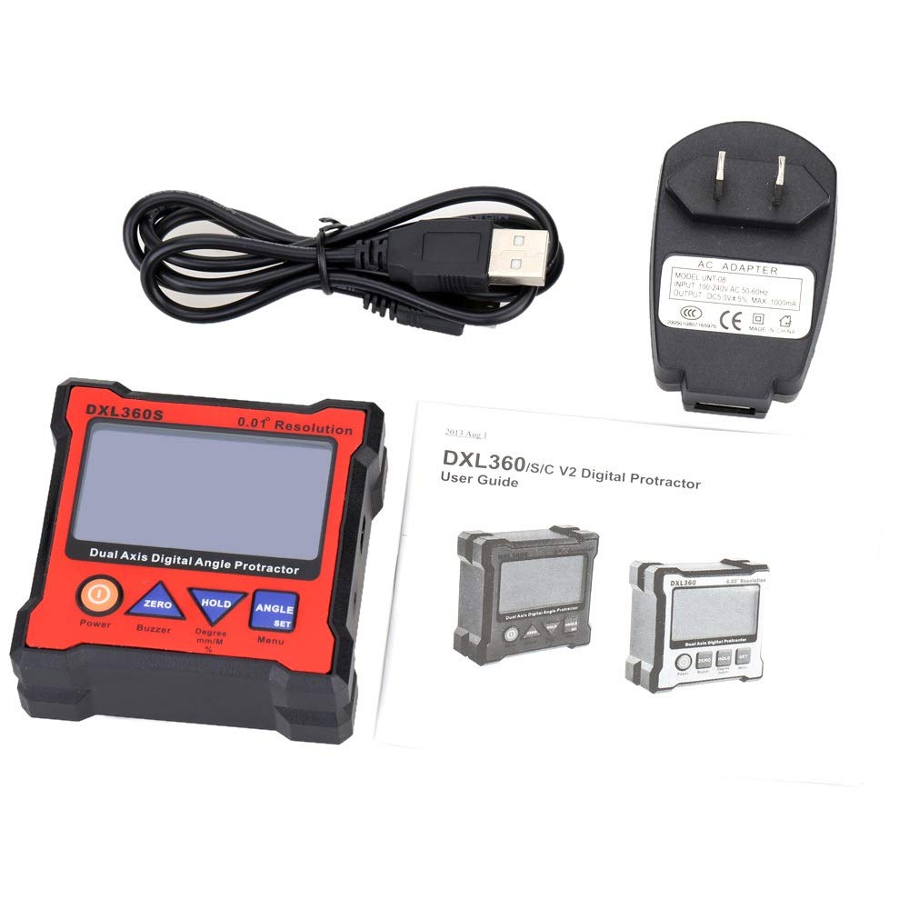 DXL360S Professional Dual-Axis Digital Level Gauge with 5-Side Magnetic Base - High Precision Angle Protractor & Multimeter Tester - Perfect for Construction, Woodworking, and Metalworking Projects