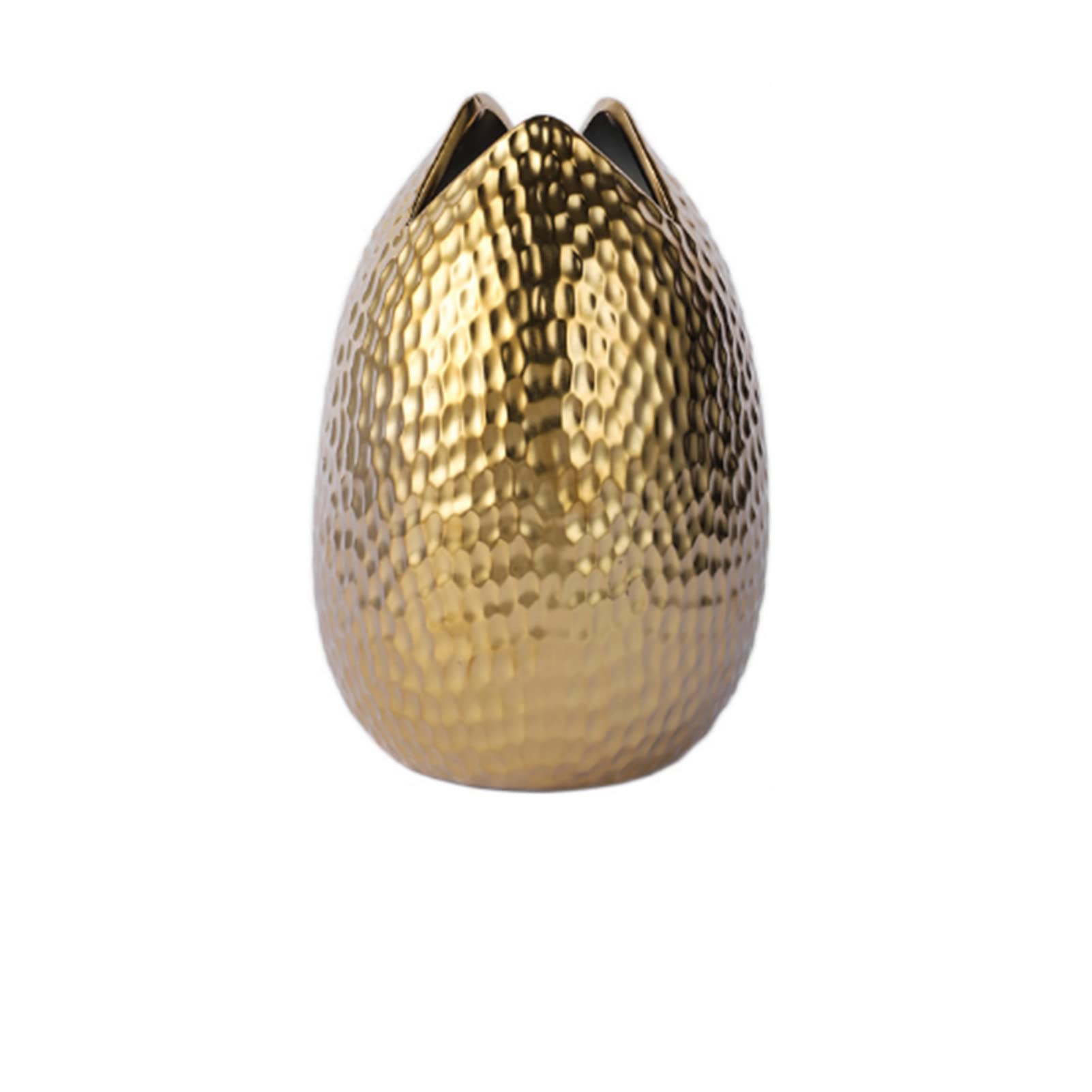 Luxury Matte Gold Electroplated Ceramic Vase - Modern Nordic Minimalist Flower Vase for Home Decor, Perfect for Bedroom, Living Room, Study or Restaurant (6x6x8 Inches) - Elegant Centerpiece for Weddings, Dining Tables & Office Desks