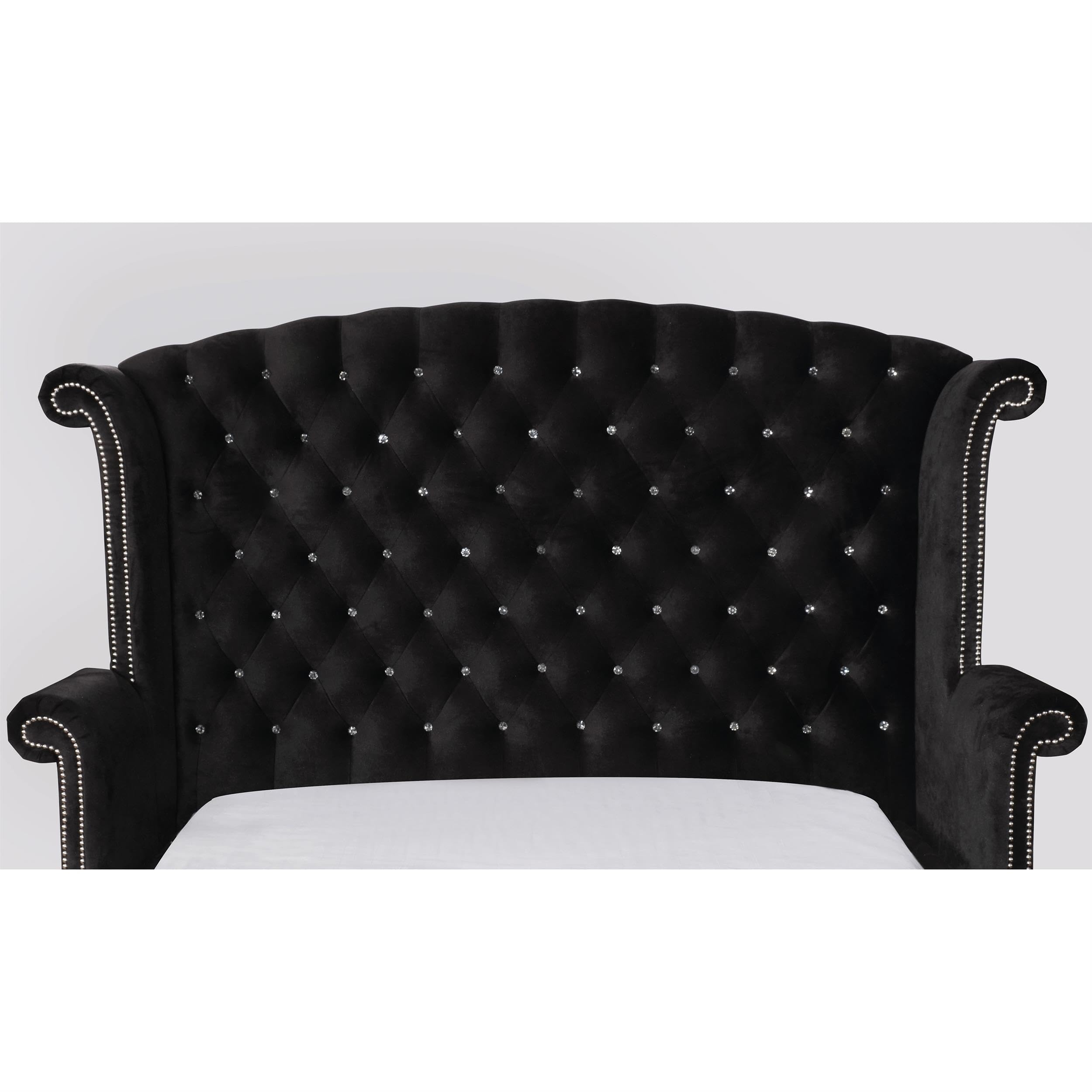 Furniture of America Serena Fabric Platform Queen Tufted Bed in Black - Modern Upholstered Bed Frame for Master Bedroom & Guest Room