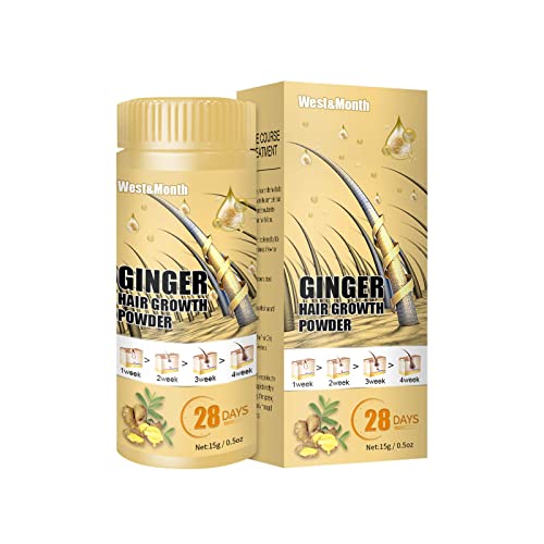 2 Pack Ginger Hair Growth Powder for Thinning Hair - Natural Hair Thickening Treatment with Upgraded Formula 0.5oz (Yellow) - Stimulates Hair Follicles & Promotes Healthy Scalp for Men & Women