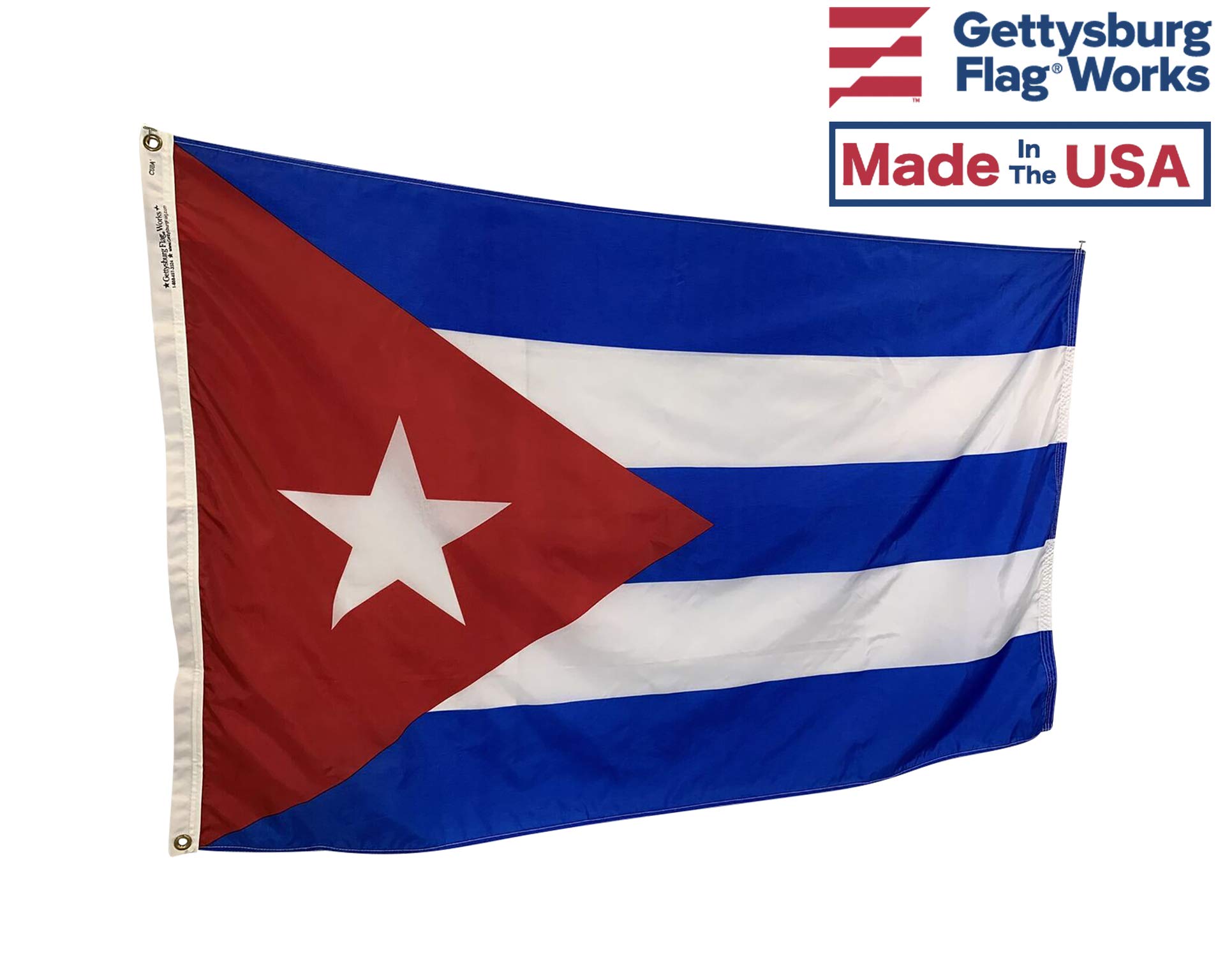 12x18 Cuba Boat Flag - Durable All-Weather Nylon with Brass Grommets - Made in USA - Perfect for Boating, Parades & Patriotic Decor