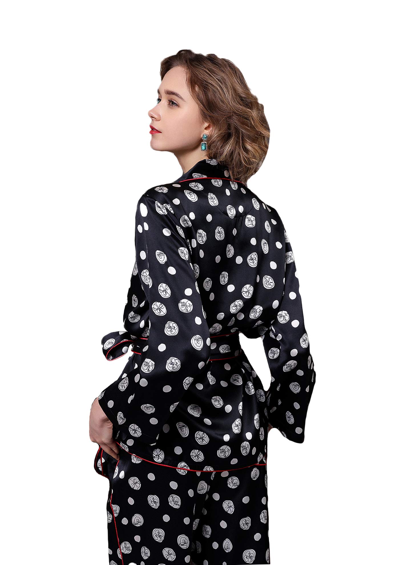 CLC Women's Silk Pajama Sets - Floral Printed Nightwear for Sleep & Lounge - 22mm Comfortable Sleepwear for Relaxation at Home