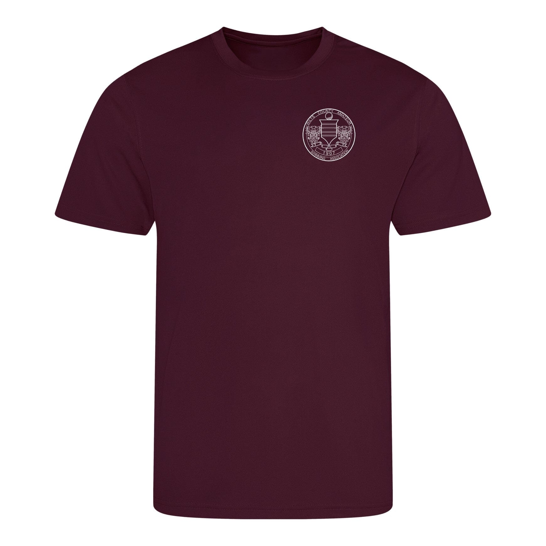 Wiltshire County ASA County Championships 2025 T-Shirt - Burgundy Red | Swimming Competition Apparel | Team Spirit Wear for Athletes & Fans