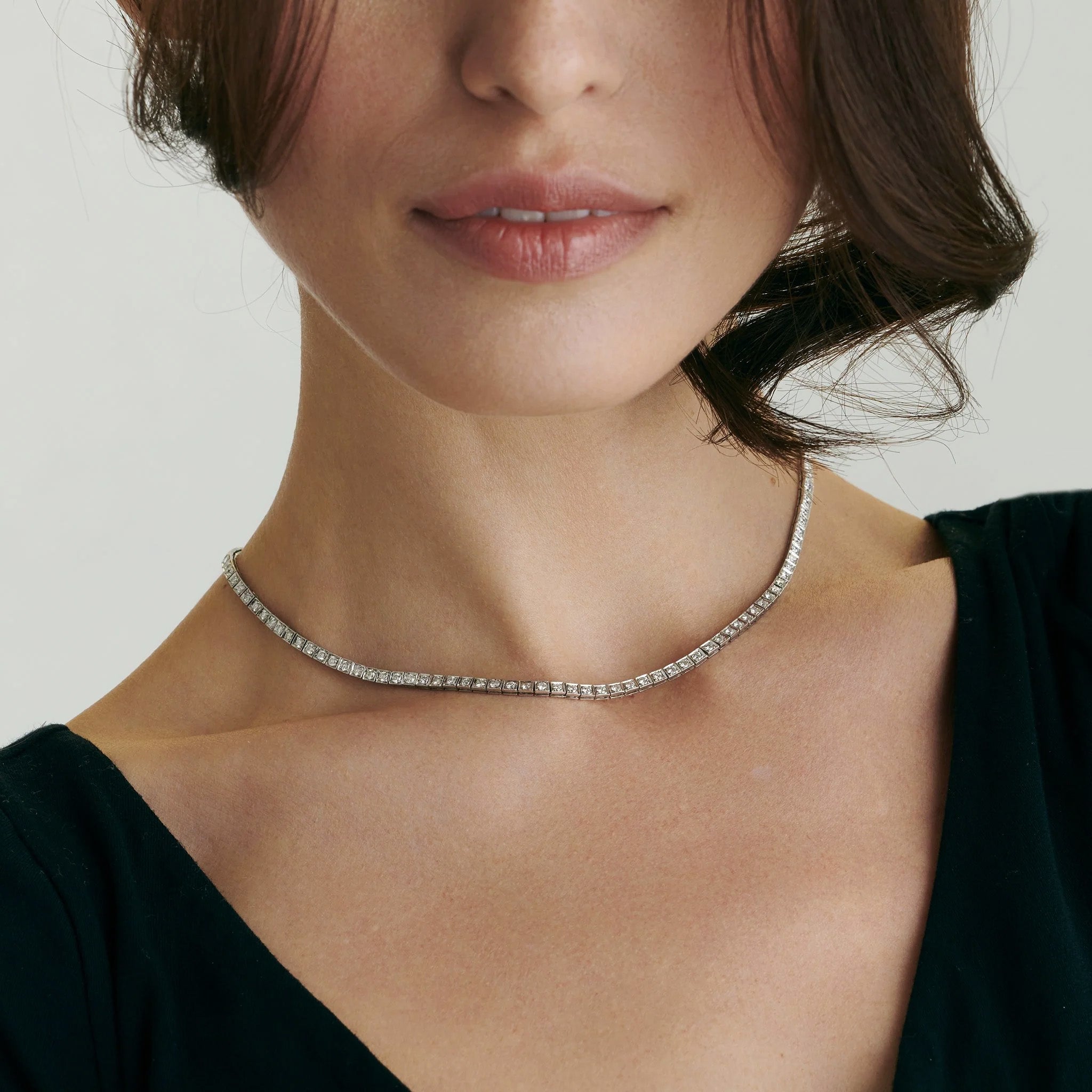 Diamond Box Link Necklace for Women - Elegant Gold Chain Jewelry for Everyday Wear & Special Occasions