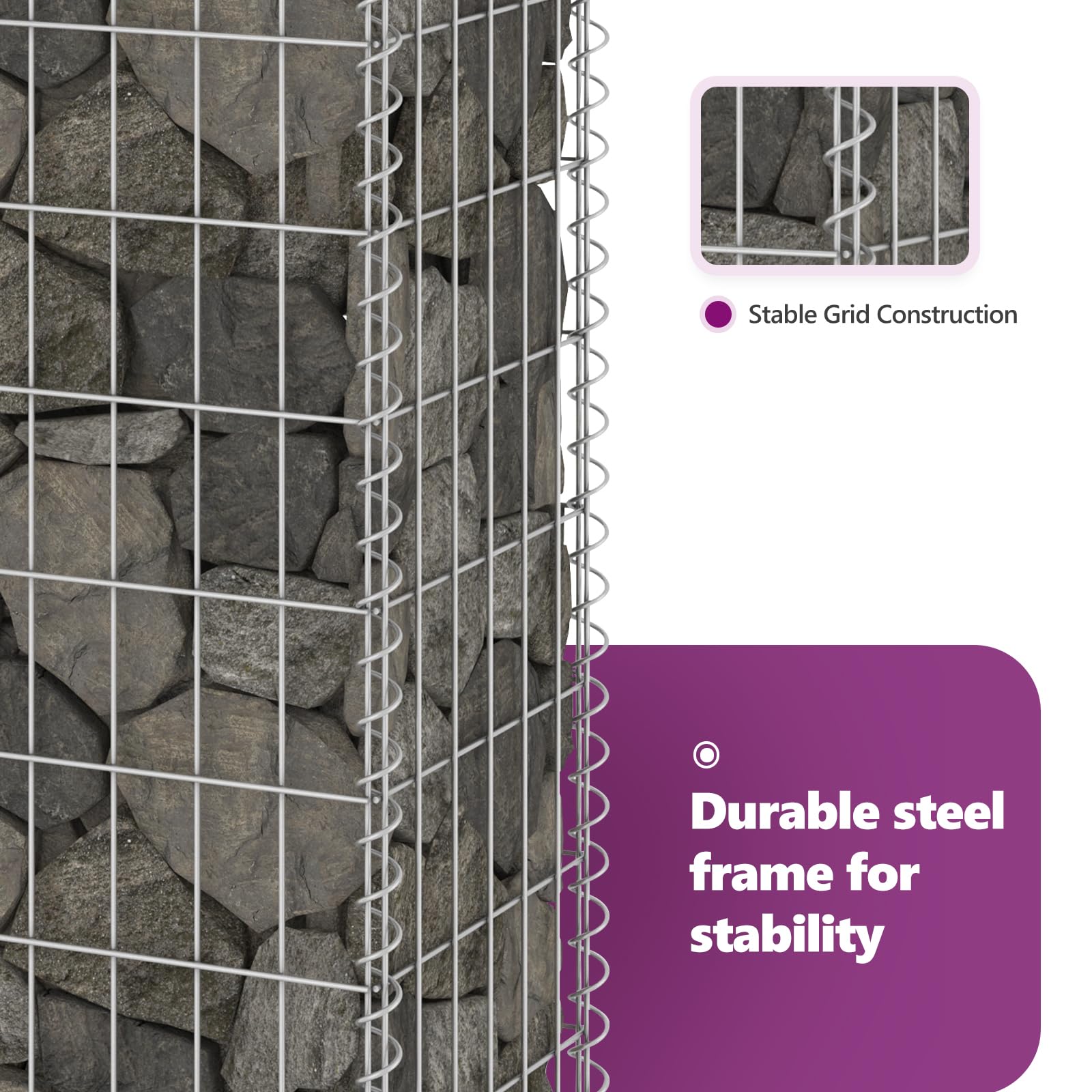 vidaXL Galvanized Steel Gabion Basket with Lids - Heavy Duty Rectangular Garden Gabion Wall Cage (354.3