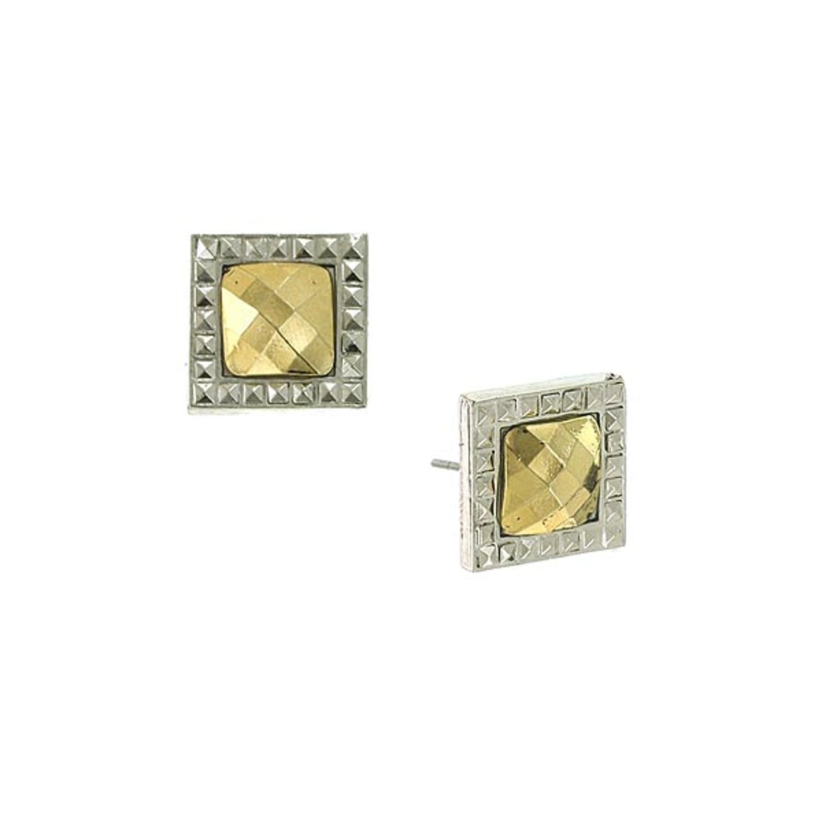 1928 Jewelry Fusion Lux Square Stud Earrings for Women - Elegant Cubic Zirconia Earrings for Everyday Wear & Special Occasions