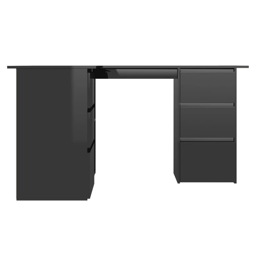 Modern Corner Computer Desk with 4 Drawers & Storage Shelves - 57.1