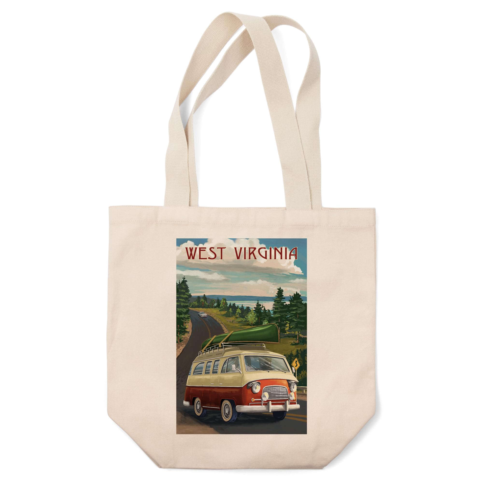 Lantern Press West Virginia Camper Van - 100% Cotton Canvas Reusable Tote Bag for Shopping, Beach & Travel | Eco-Friendly Grocery Bag