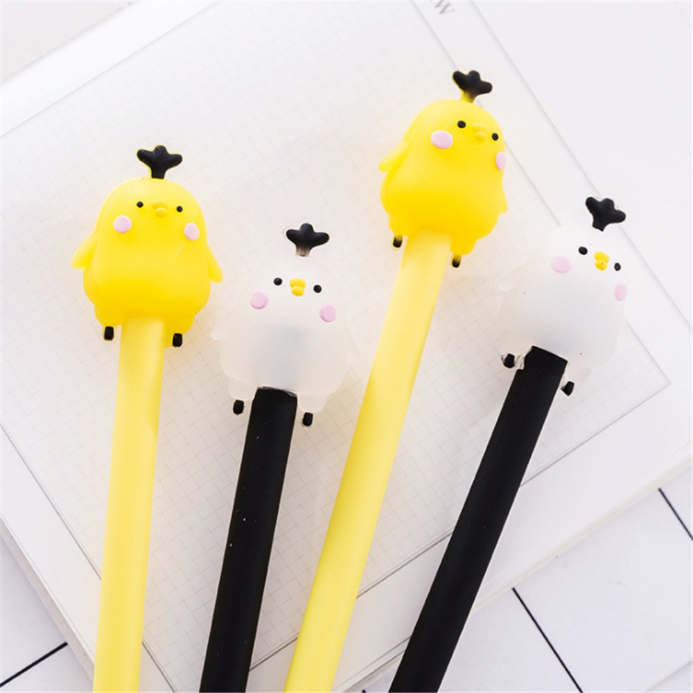 Cute Kawaii Korea Chick Shape Gel Ink Pens - 6 Pack Colorful Novelty Pens for School, Office & Kids Writing Supplies | Perfect for Girls Stationery, Note Taking & Gift Giving
