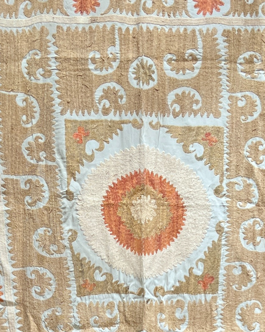 Medium Suzani 033 - Handmade Cotton Embroidered Throw Pillow Cover - Boho Home Decor for Living Room, Bedroom & Sofa