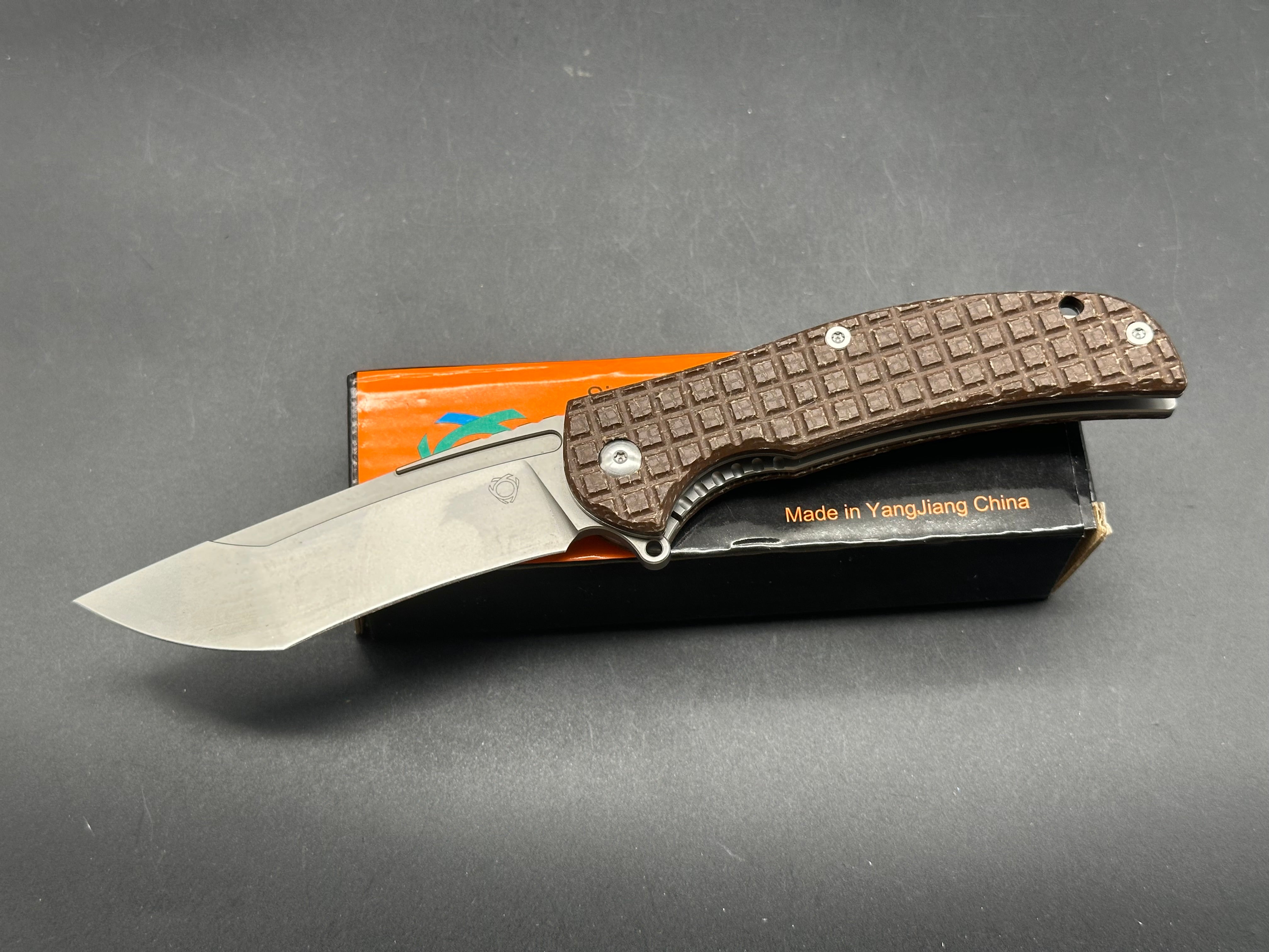 Sixleaf SL 14 Pocket Knife - D2 Steel Blade, Liner Lock, Frag Micarta Scales - EDC, Camping, Hiking & Outdoor Survival Tool