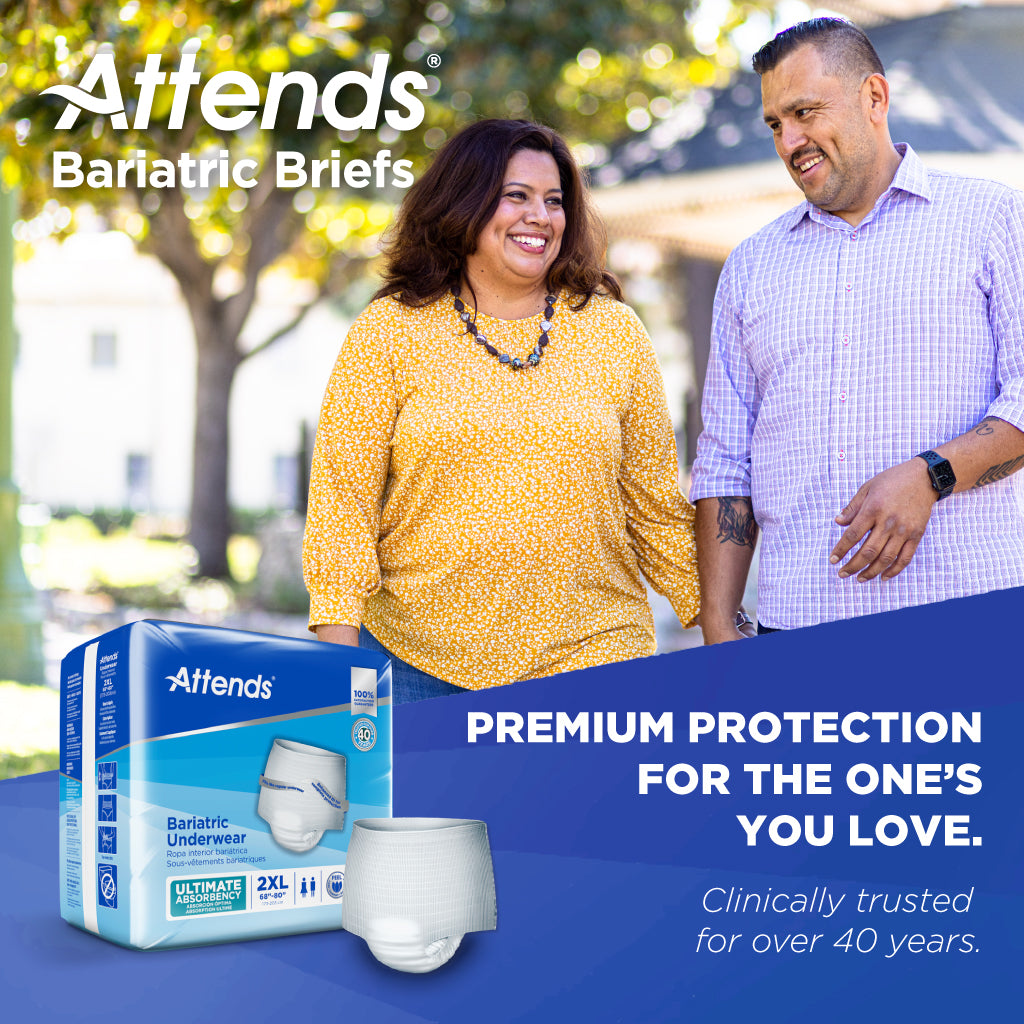 Attends Bariatric Protective Underwear for Adults - Heavy Absorbency, Leak-Proof Design - Ideal for Incontinence Care, Post-Surgery Recovery & Overnight Protection