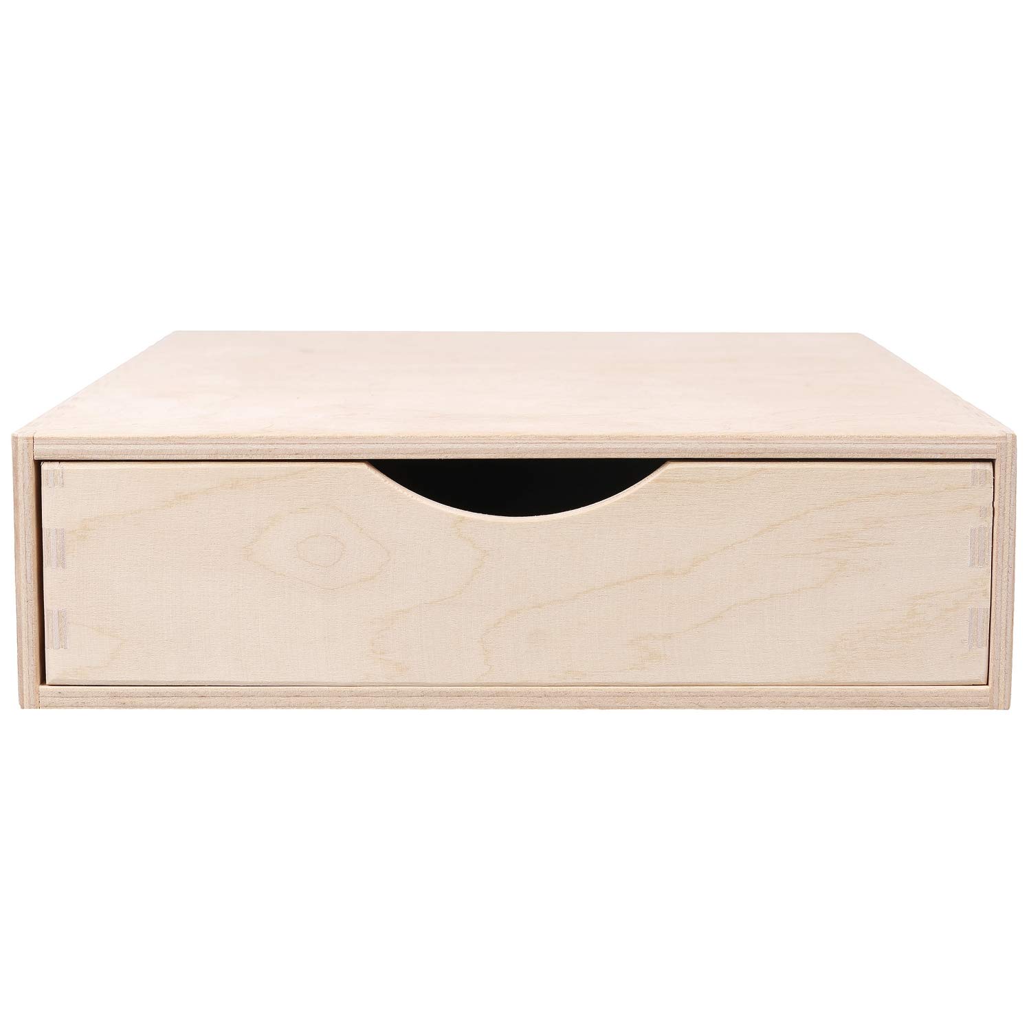 Large Wooden Chest of Drawers - 12.99 x 9.84 x 2.75 Inches - 1 Compartment Desk Organizer for Paperwork, Files & Folders - Plain Stationery Tray for Office Accessories Storage - Perfect for Home Office, Study Desk & Workspace Organization