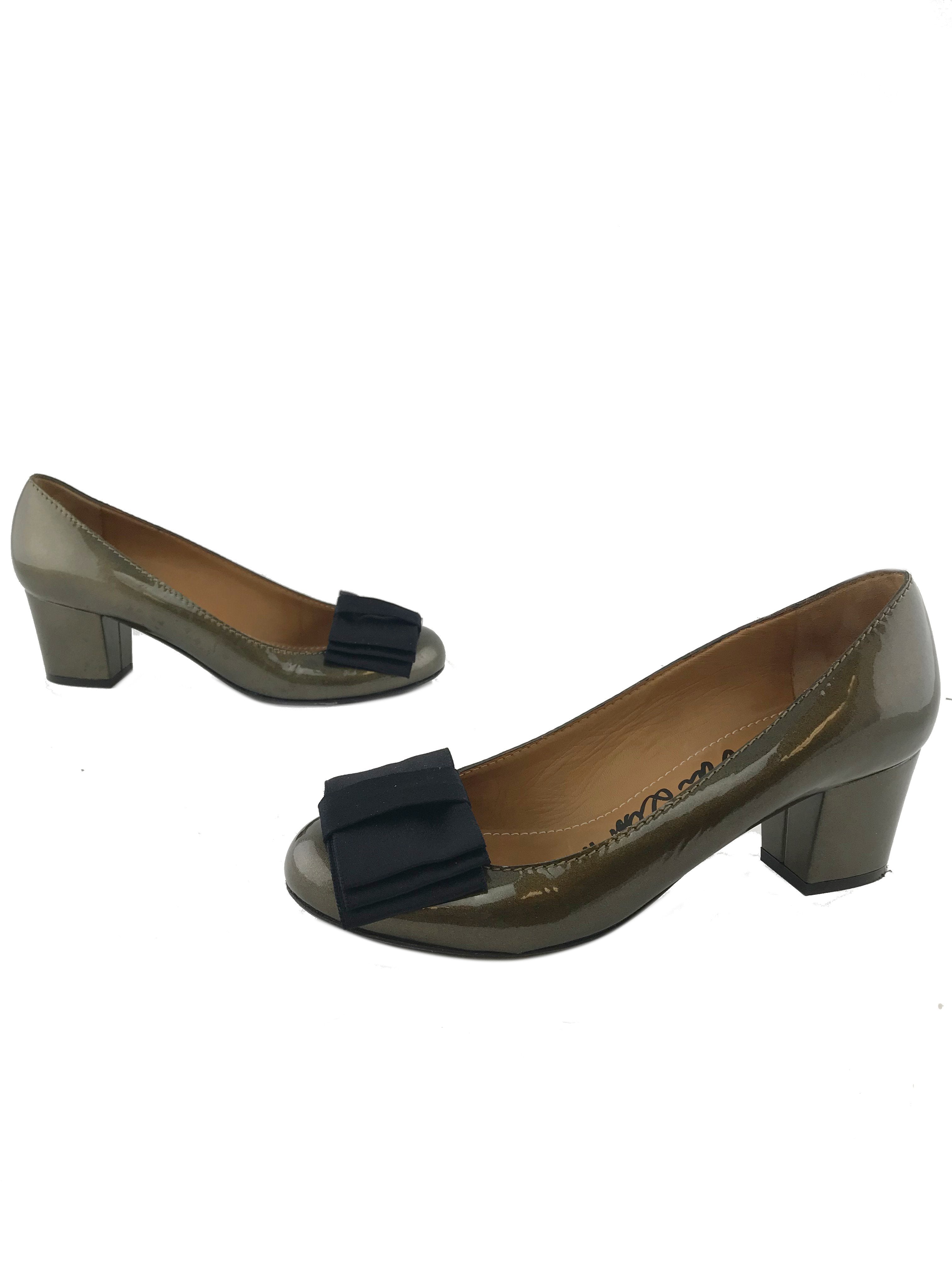 Lanvin Patent Leather Bow Ribbon Pumps - Women's Size 8.5 (US) | Elegant High Heels for Weddings, Parties & Formal Events
