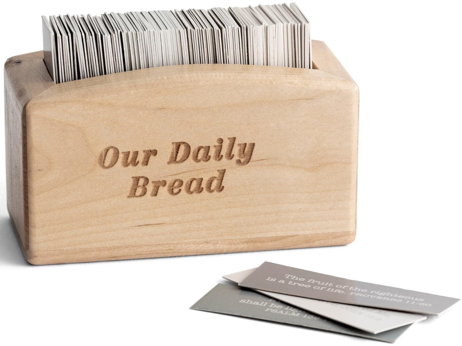 DaySpring Our Daily Bread Wooden Promise Box - 240 Bible Scripture Cards with God's Word, Christian Gift for Encouragement & Faith Sharing (J4531, Brown) - Perfect for Daily Devotion, Small Group Bible Study & Inspirational Home Decor